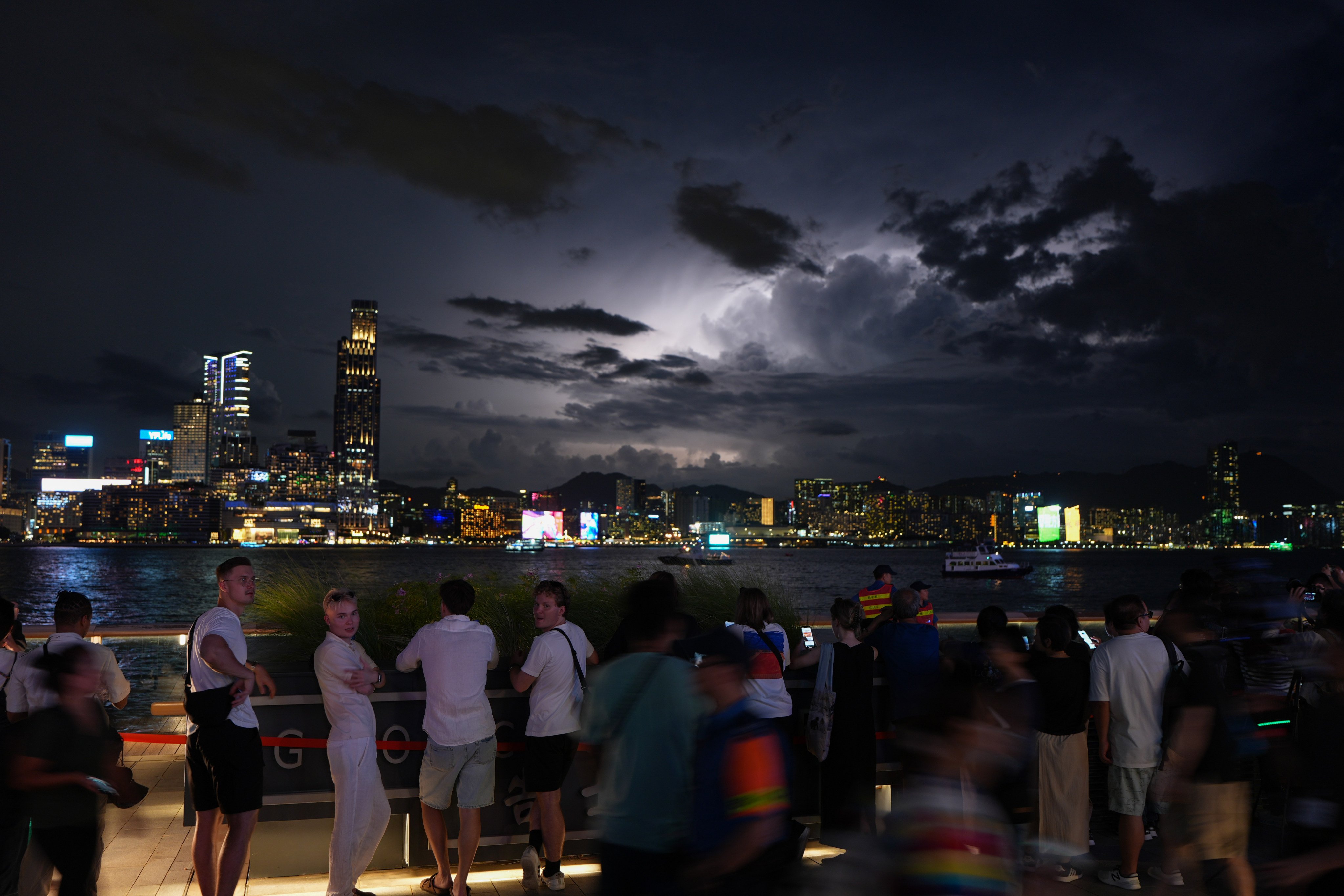 Lightning flashes above Hong Kong’s famed harbour on Tuesday evening. Photo: Eugene Lee