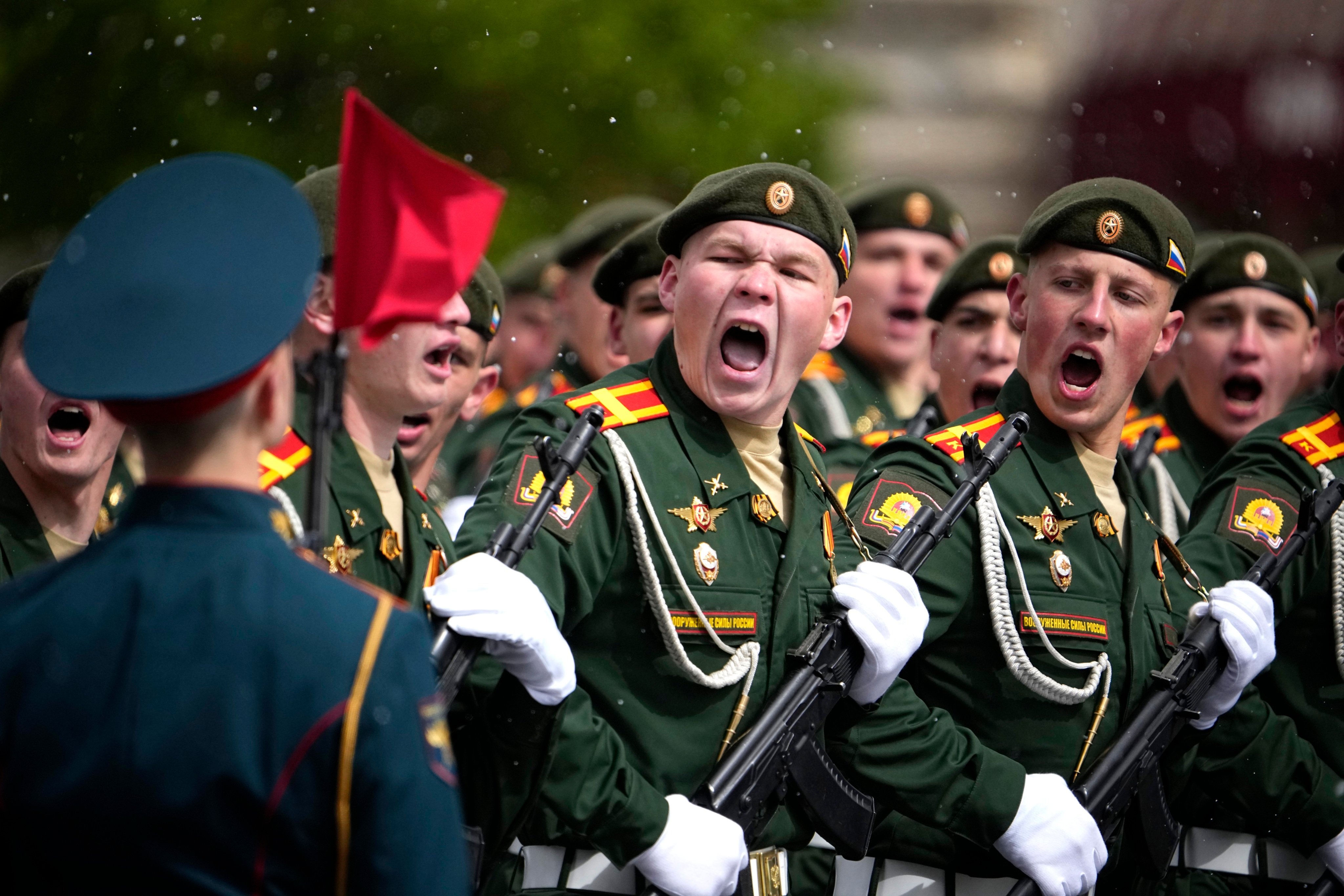 Russian servicemen march during the Victory Day military parade in Moscow, on May 9, 2024. File photo: AP