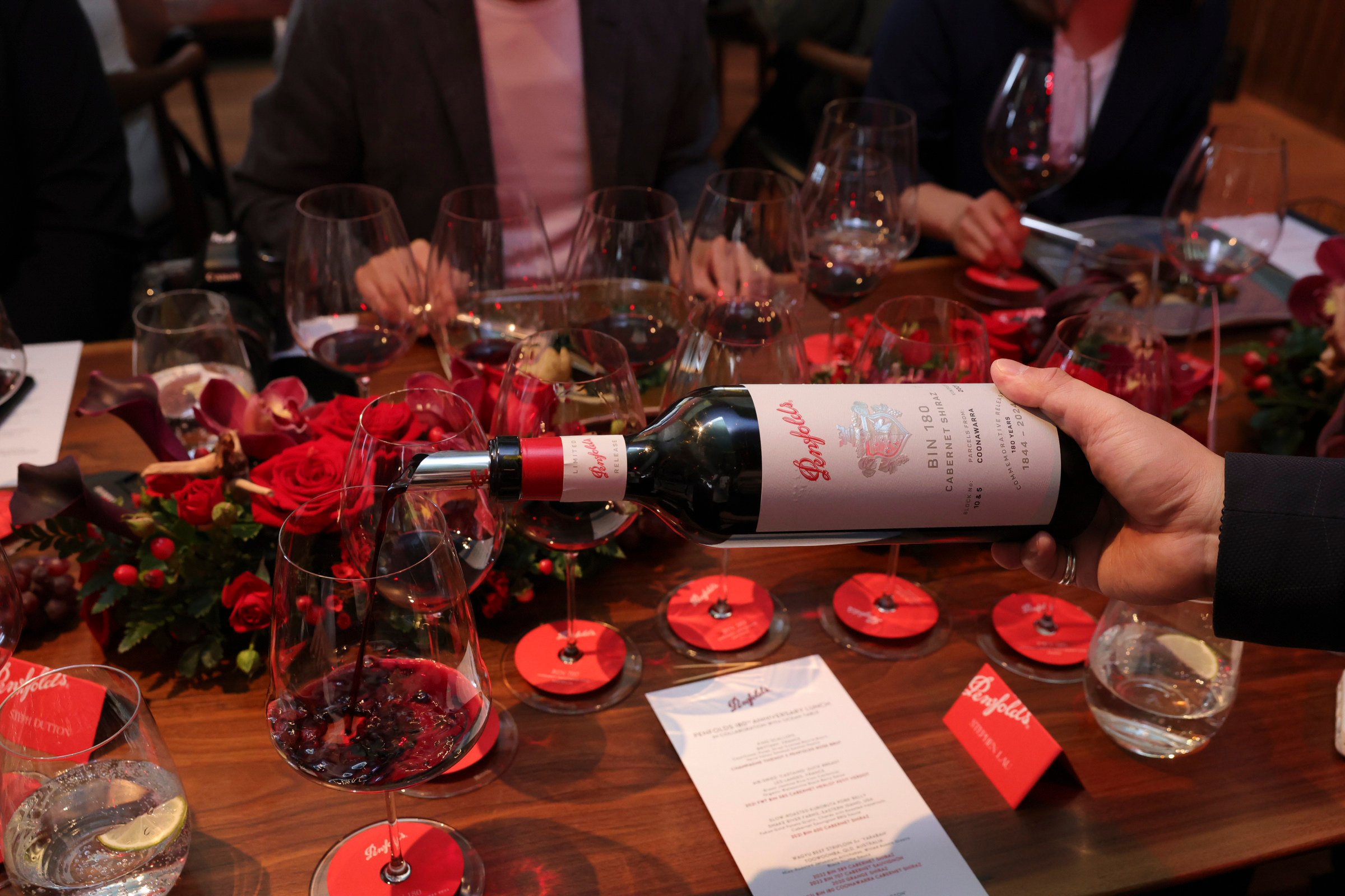 A bottle of Bin 180 Coonawarra Cabernet Shiraz 2021 released to mark Penfolds’ 180th anniversary. Photo: Penfolds