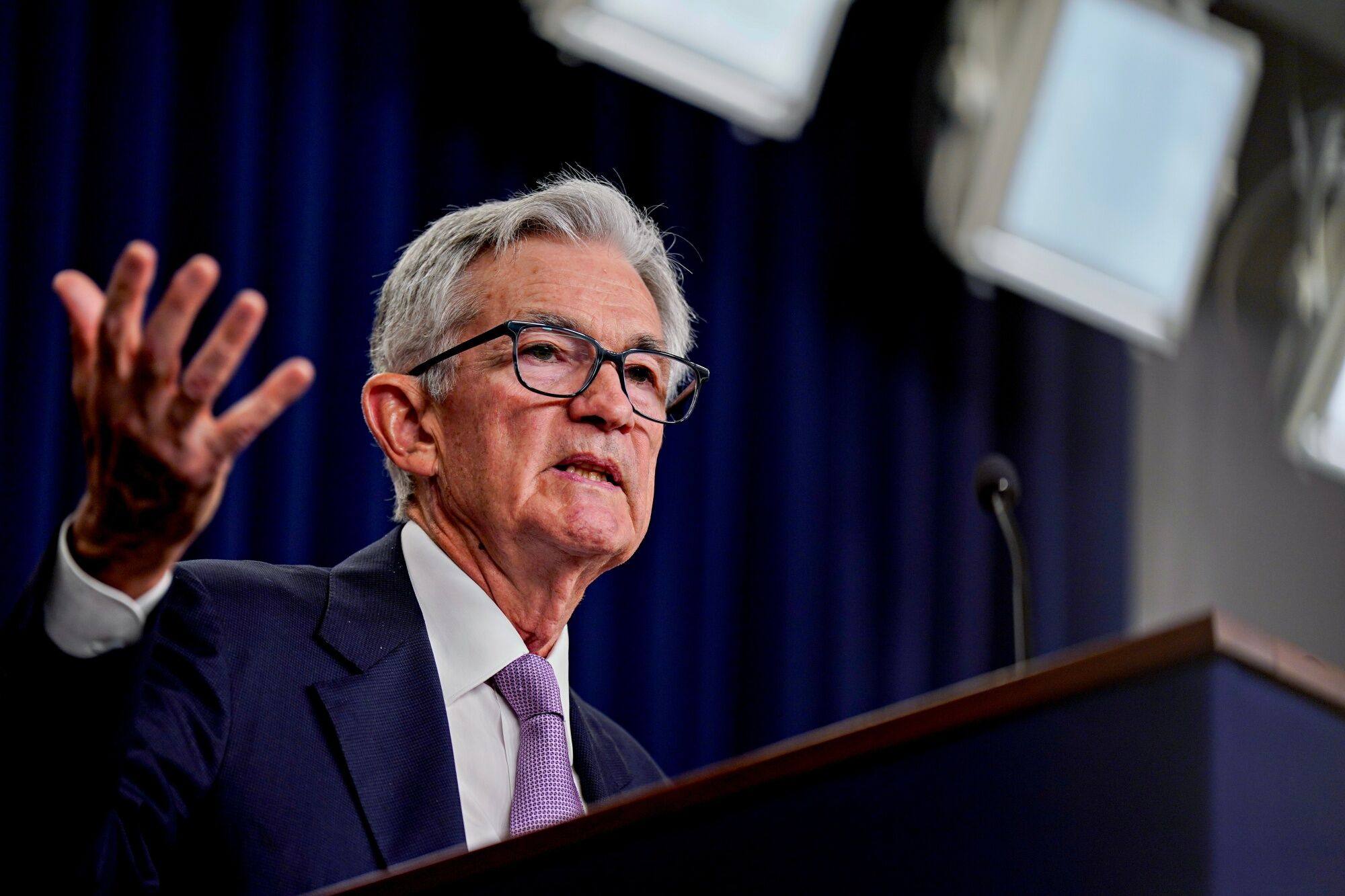 Jerome Powell, chairman of the US Federal Reserve, speaks about the lowering of the Fed’s benchmark interest rate by half a percentage point on Wednesday. Photo: Bloomberg