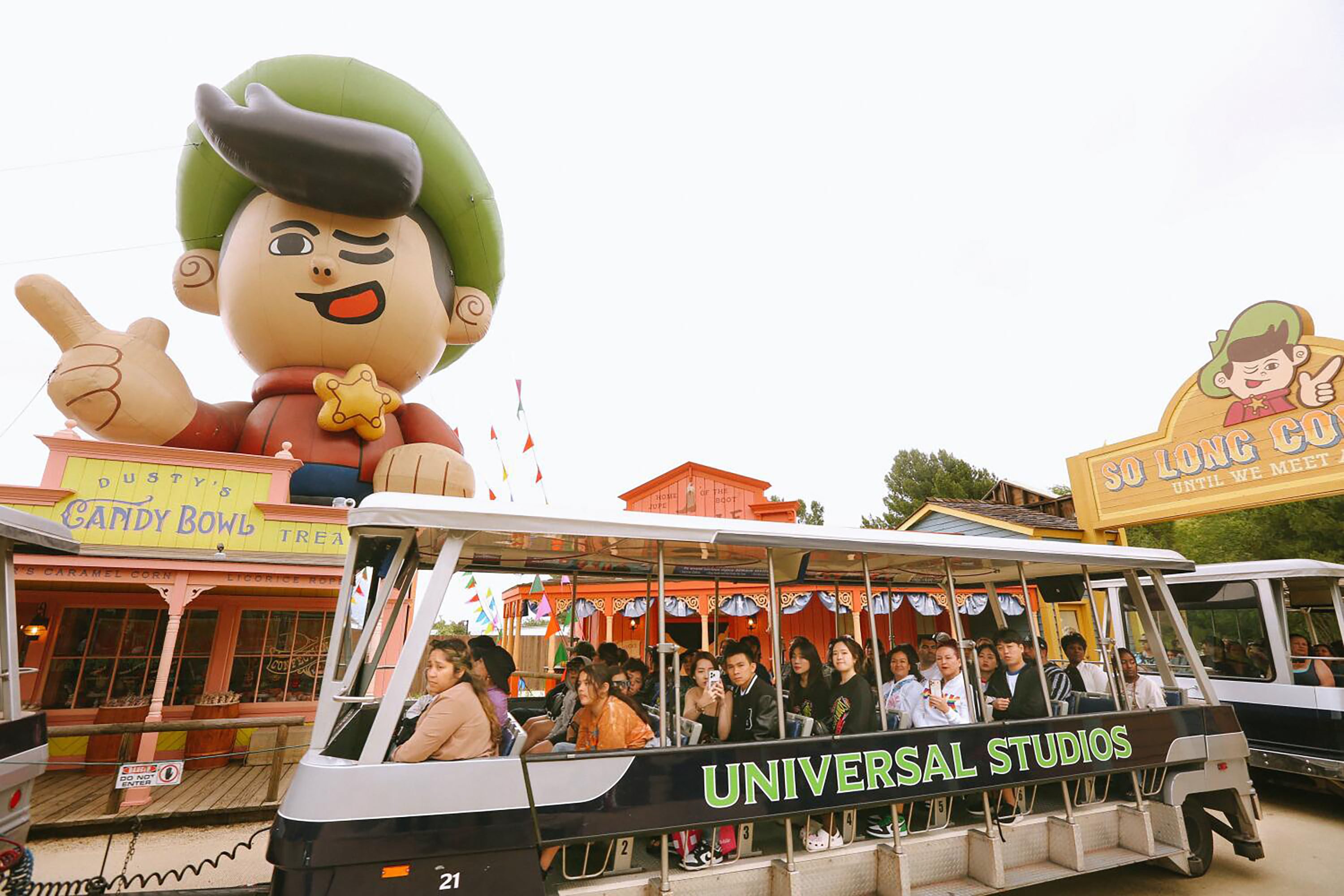 Visitors enter a set from the film Nope while taking the Universal Studios tram tour in Hollywood, California. Photo: TNS