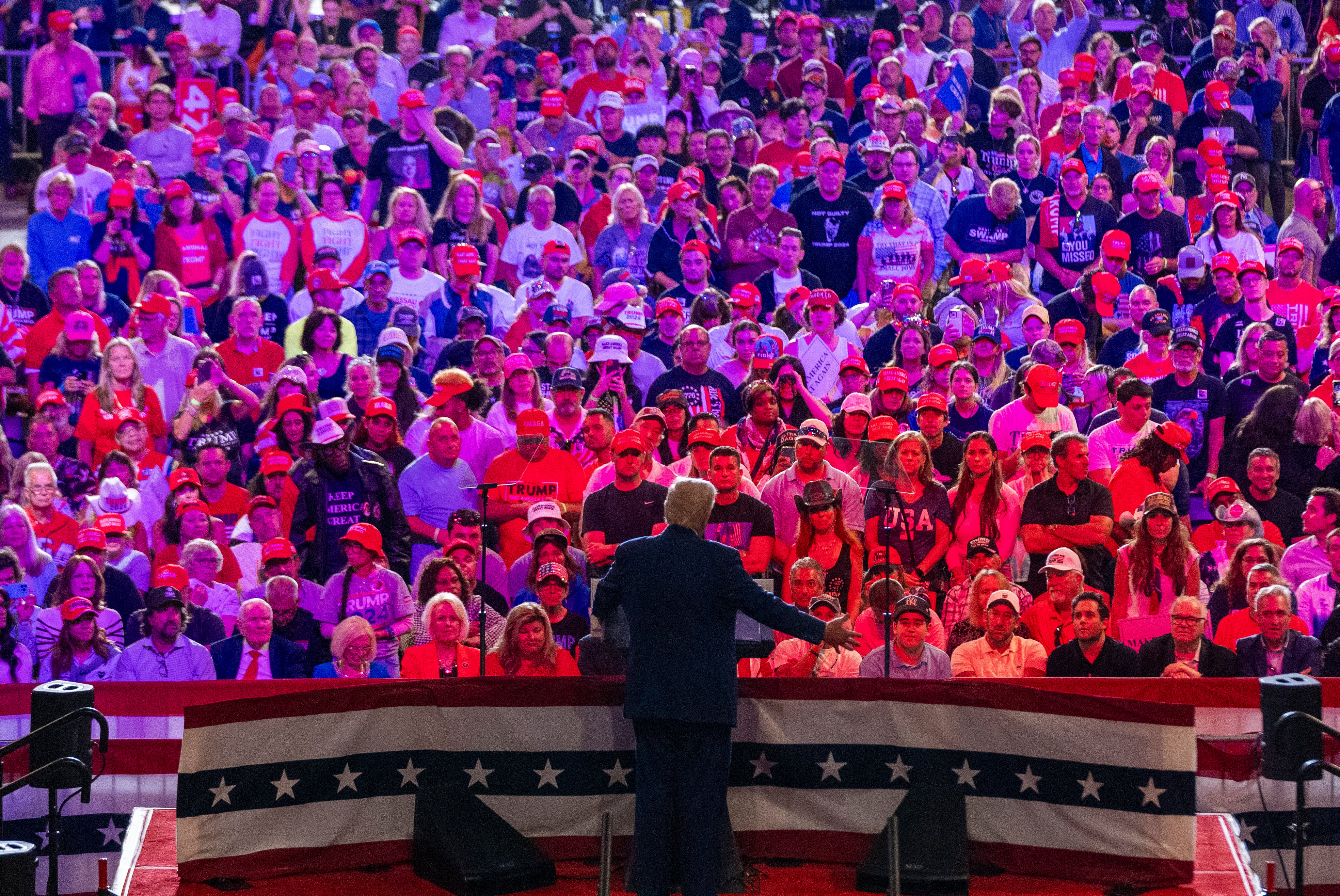 Donald Trump at a campaign event in Uniondale, New York on Wednesday. Photo: AP 