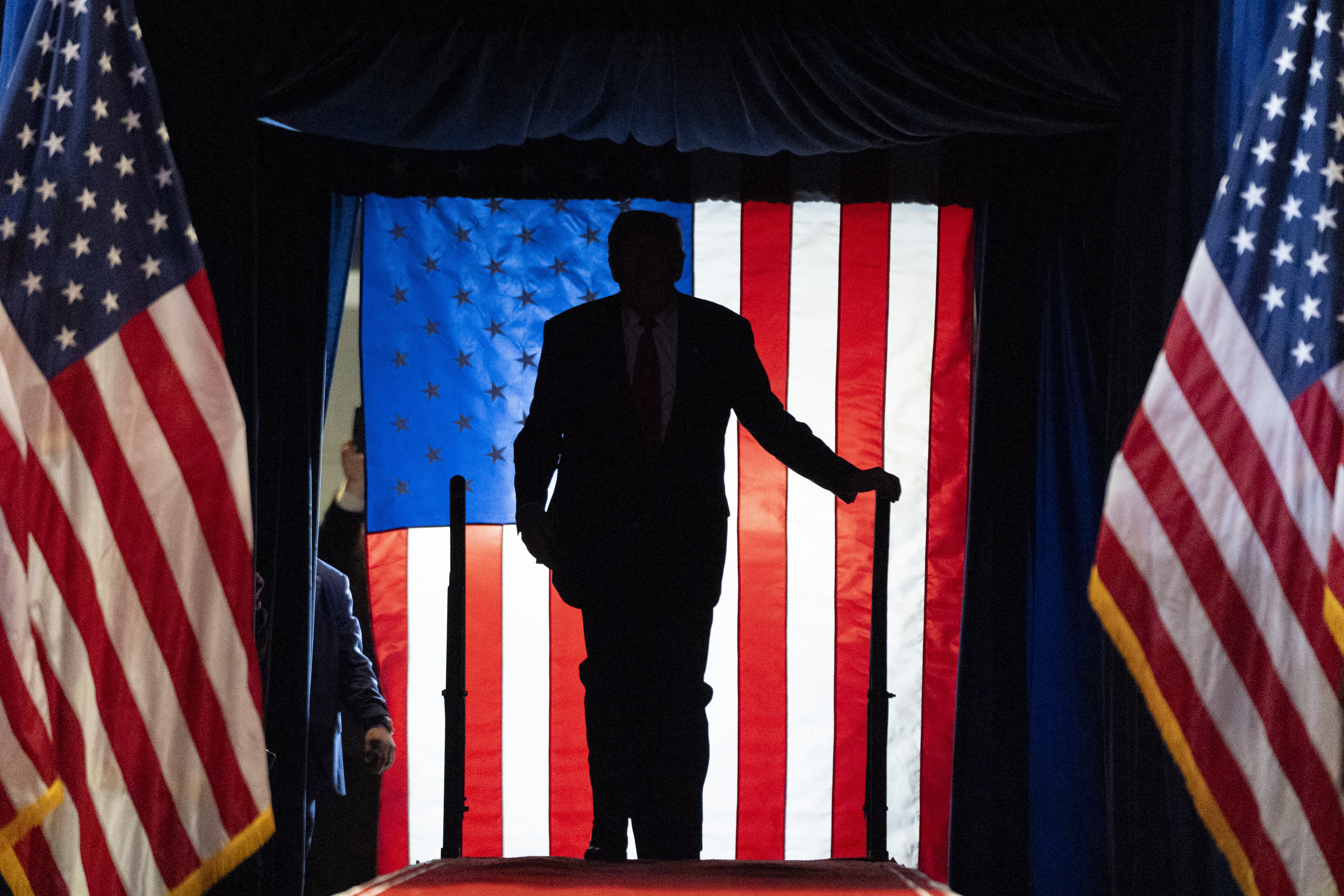 Republican presidential nominee and former US president Donald Trump arrives to speak at a campaign event at Nassau Coliseum in Uniondale, New York, on September 18. Photo: AP