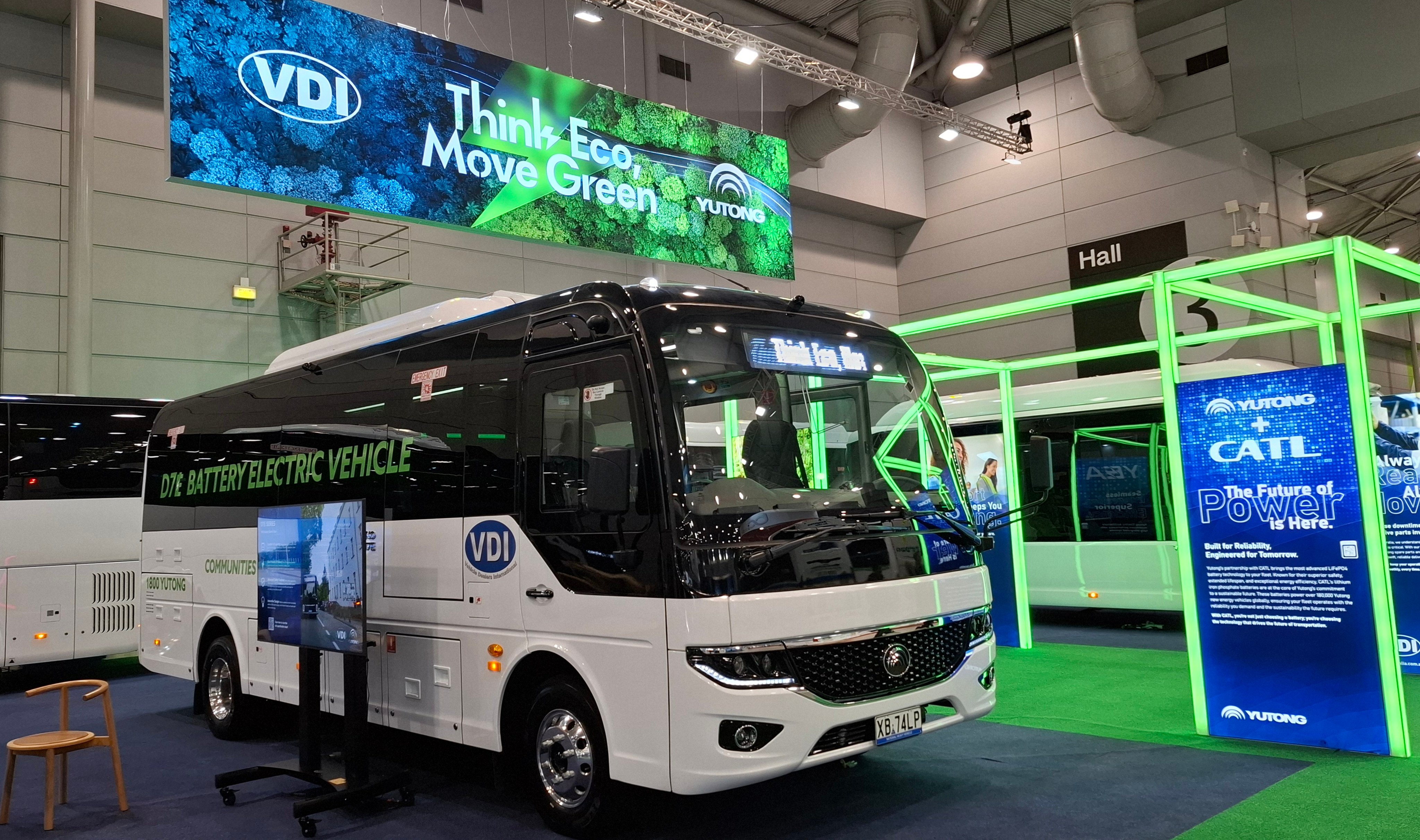 Yutong Bus showcases new versions of its electric busses at Australia’s National Bus and Coach show in Brisbane on September 17, 2024. Photo: Eric Ng