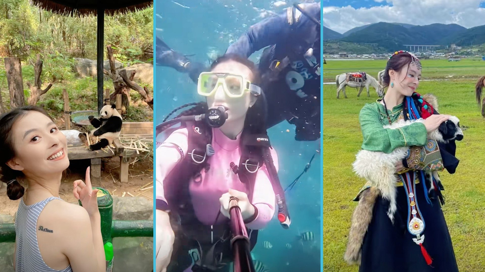 A young woman in China gained social media fame for travelling to 42 cities in a year for just 20,000 yuan (US$2,800). Photo: SCMP composite/Douyin