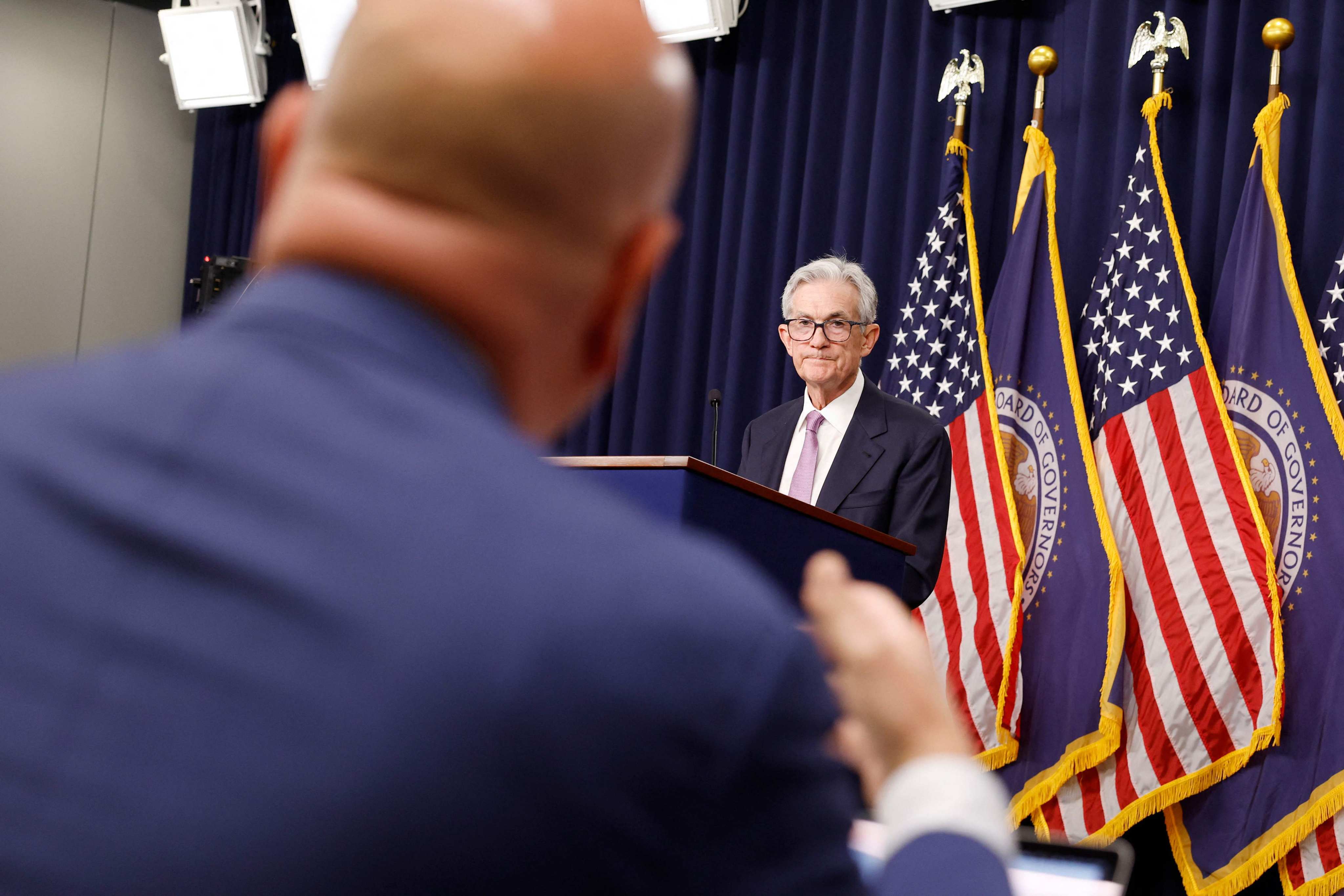 US Federal Reserve chairman Jerome Powell speaks during a news conference following the September meeting of the Federal Open Market Committee. Photo: Getty Images via AFP