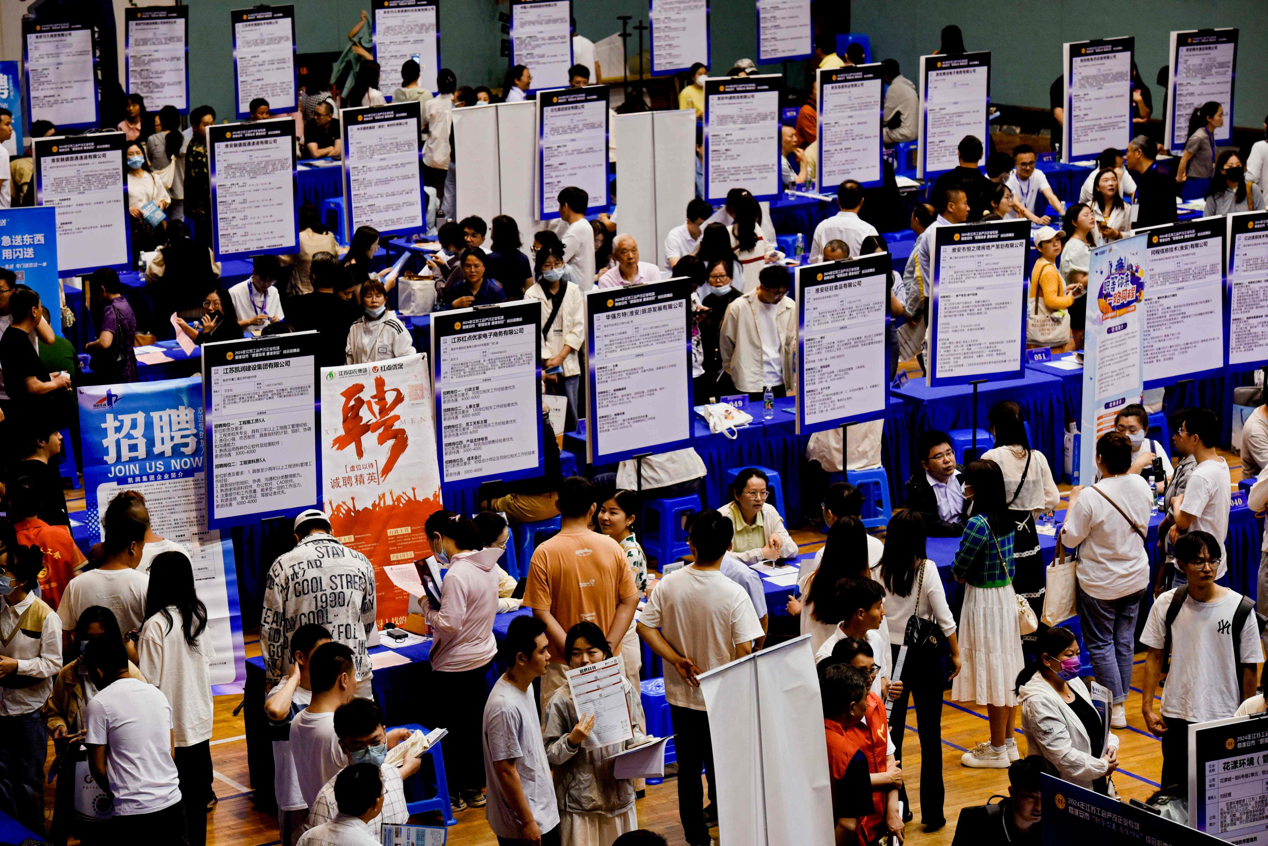 China’s jobless rates for the 16 to 24 age group, excluding students, rose to to 18.8 per cent in August. Photo: AFP