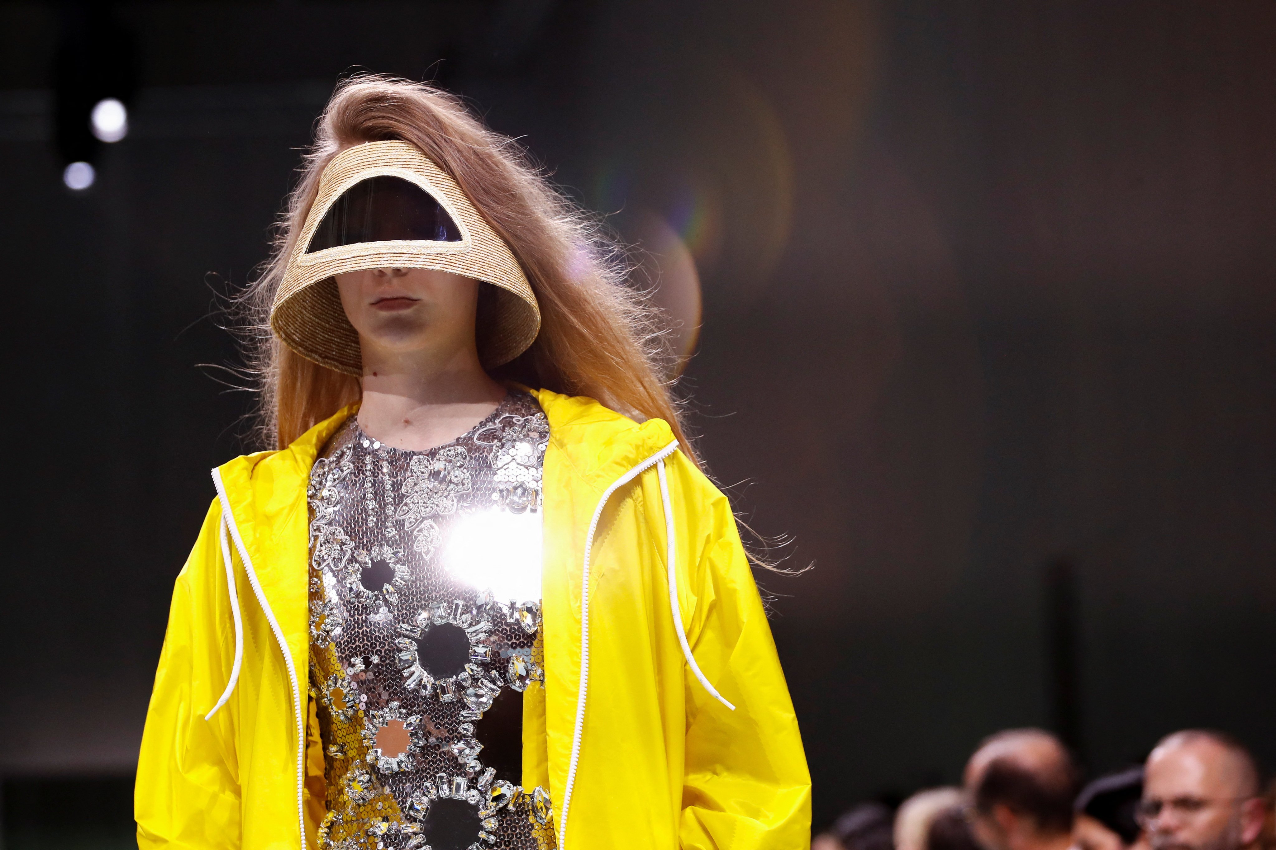 Prada’s spring/summer 2025 show at Milan Fashion Week subverts conventions with its punk sci-fi vibes, featuring futuristic looks. Photo: Reuters
