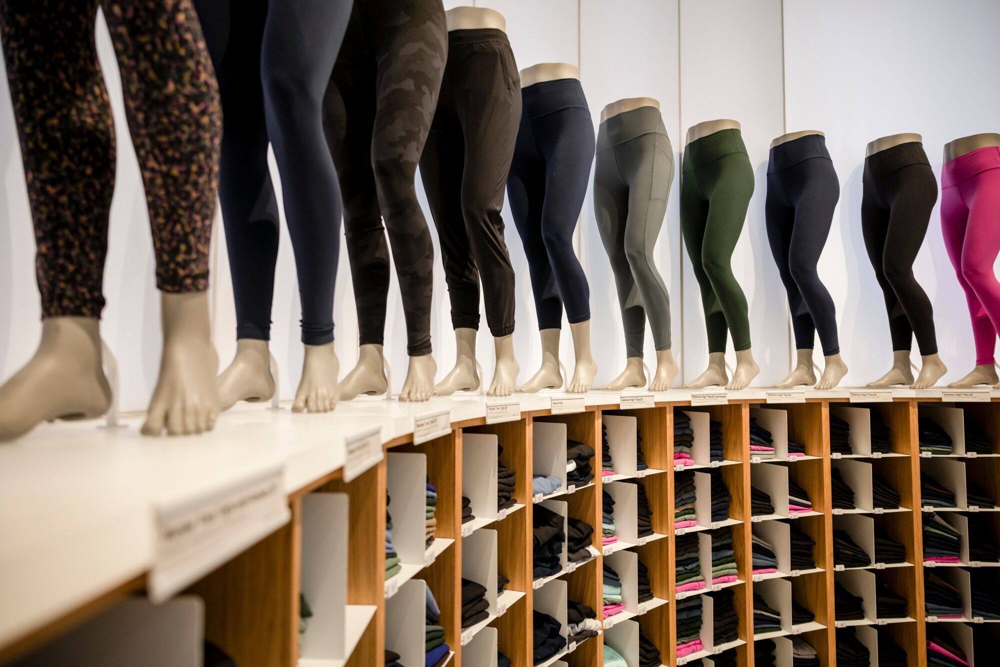 Lululemon pants on display in the store in New York City on August 22, 2024. Photo: Bloomberg