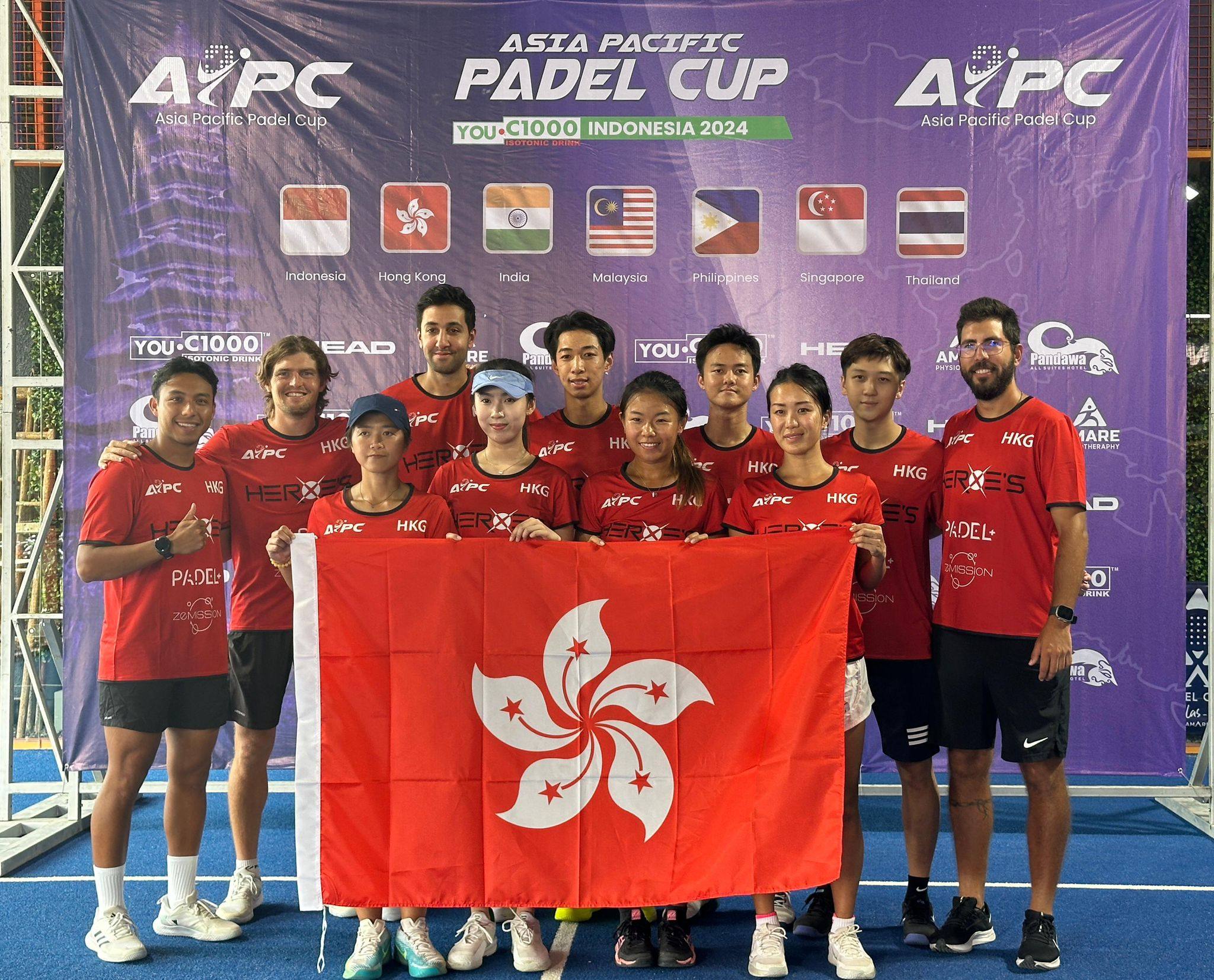 Six men and four women are representing Hong Kong at the inaugural Asia Pacific Padel Cup in Bali, Indonesia. Photo: HKCPA