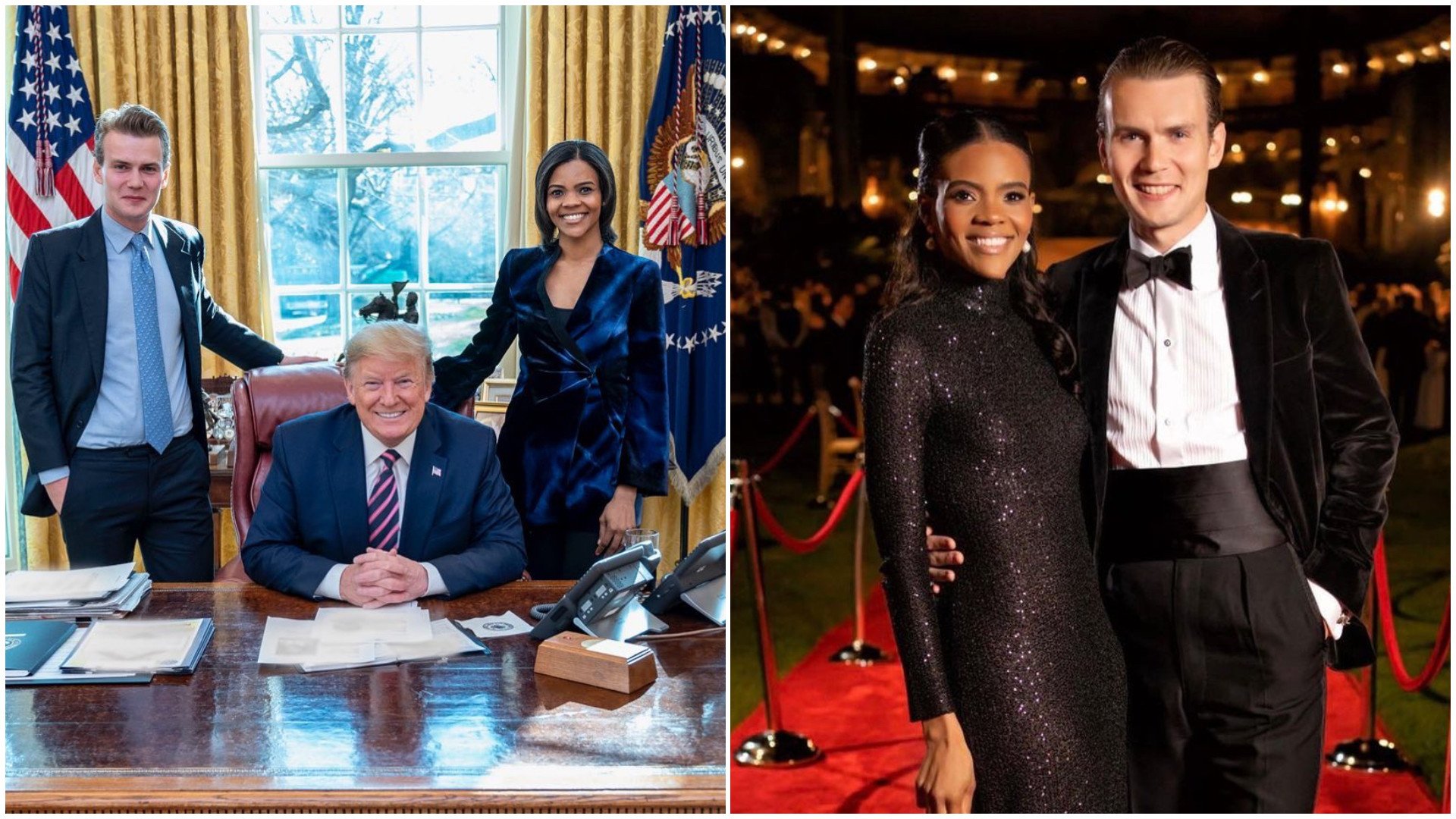 George Farmer and Candace Owens are fans of former president Donald Trump. Photos: @realcandaceowens/Instagram