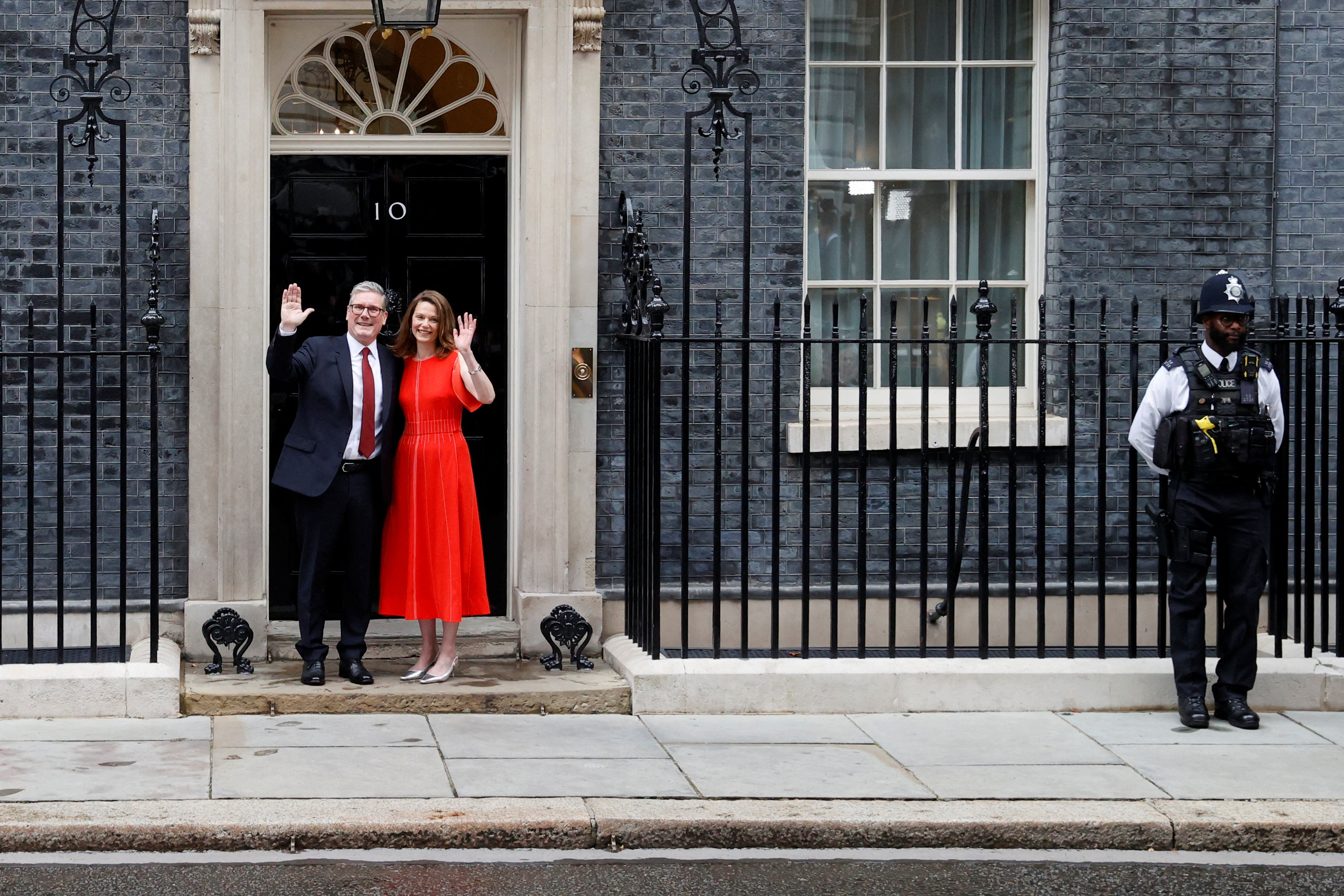 British Prime Minister Keir Starmer and his wife Victoria at Number 10 Downing Street in London. Photo: Reuters