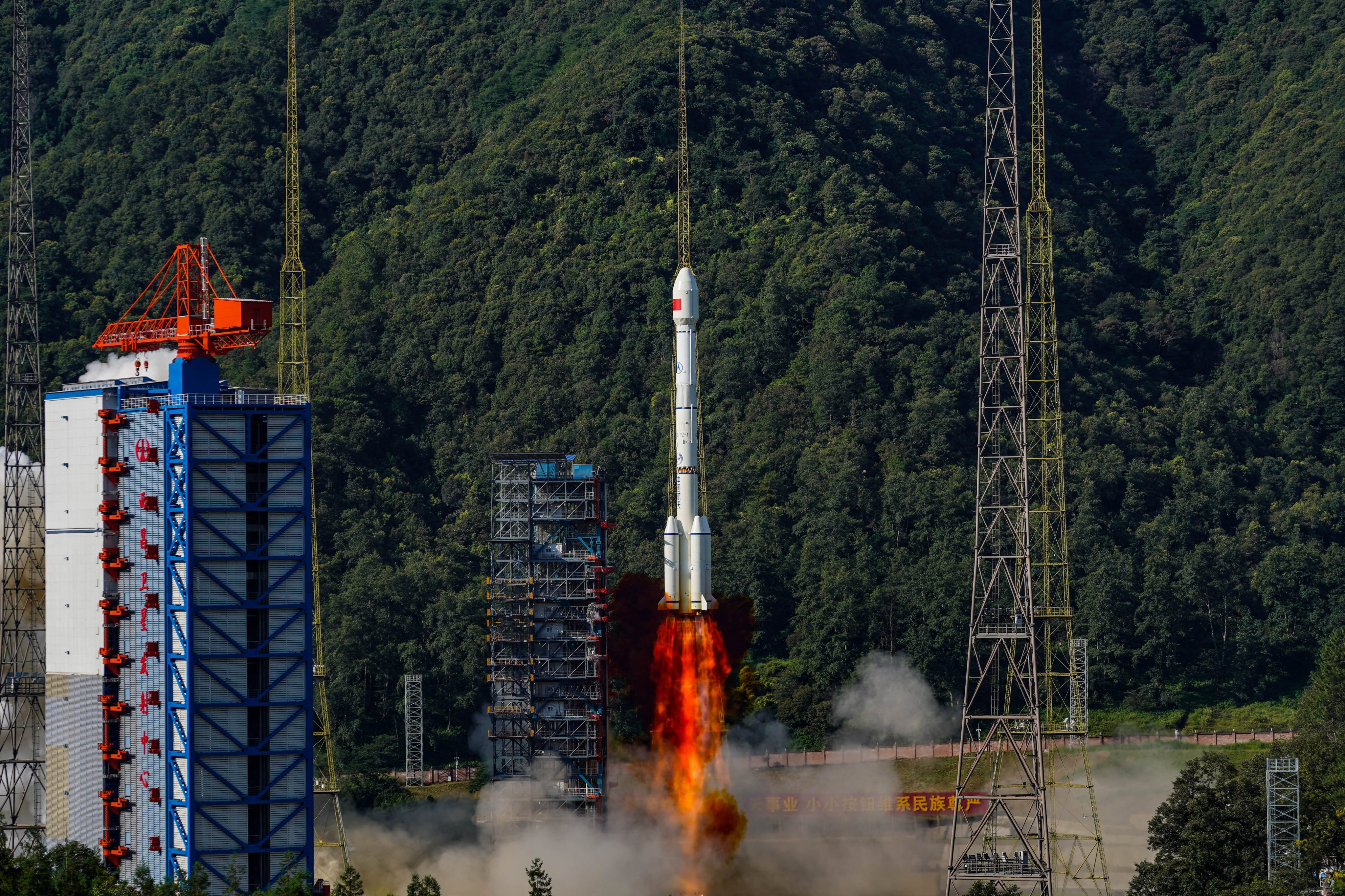 The 59th and 60th satellites in the BeiDou system are launched on a Long March-3B carrier rocket and Yuanzheng-1 (Expedition-1) upper stage attached to the carrier rocket from the Xichang Satellite Launch Centre on Thursday. Photo: Xinhua