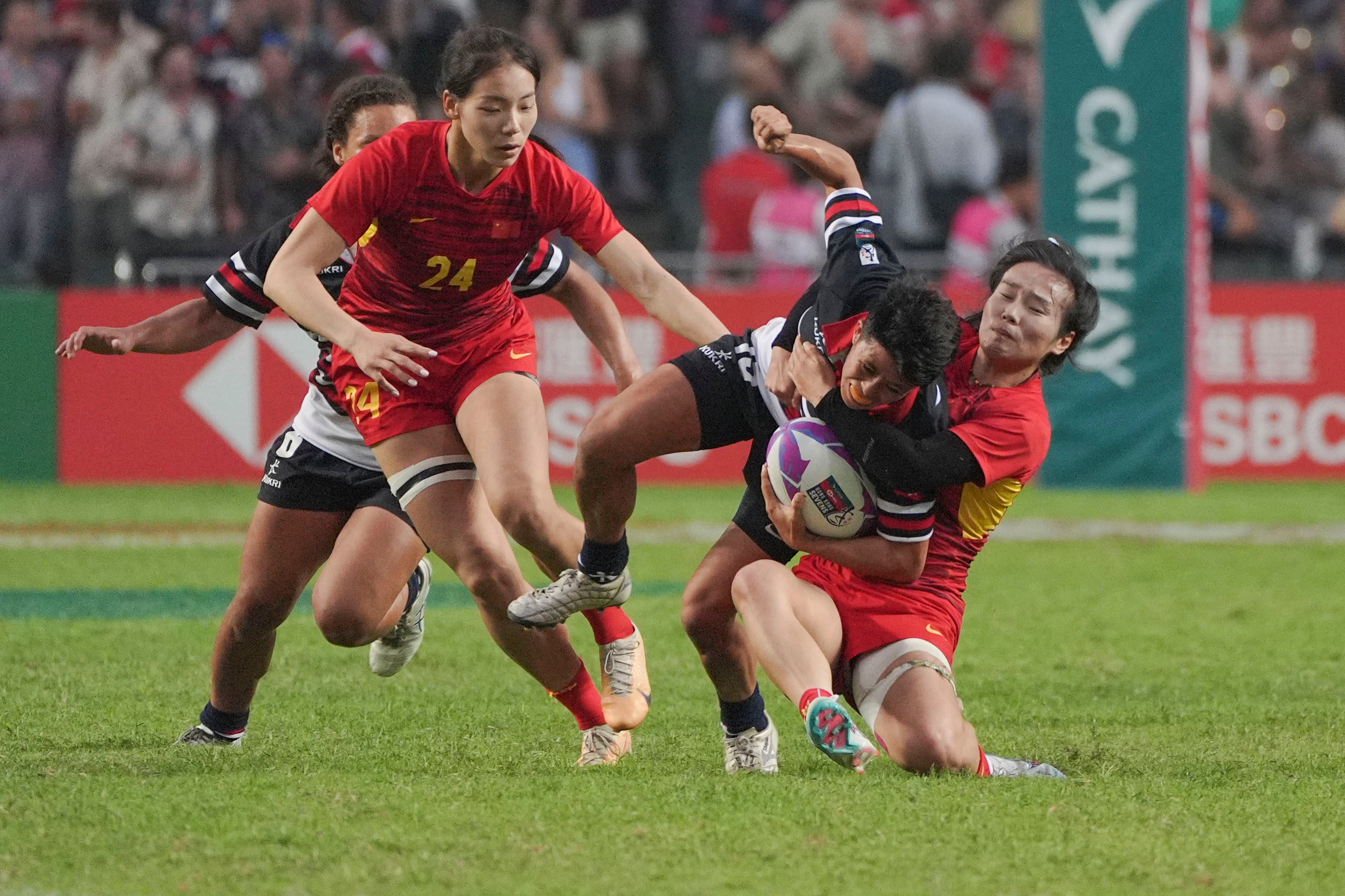 Stephanie Chan, seen here in action at the Hong Kong Sevens, inspired her side to successive victories in Hangzhou. Photo:  Eugene Lee