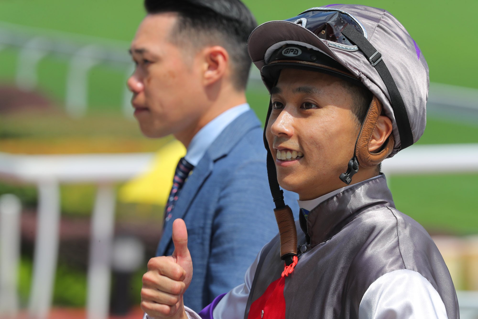 Matthew Poon is all smiles after saluting aboard Gale Saga.