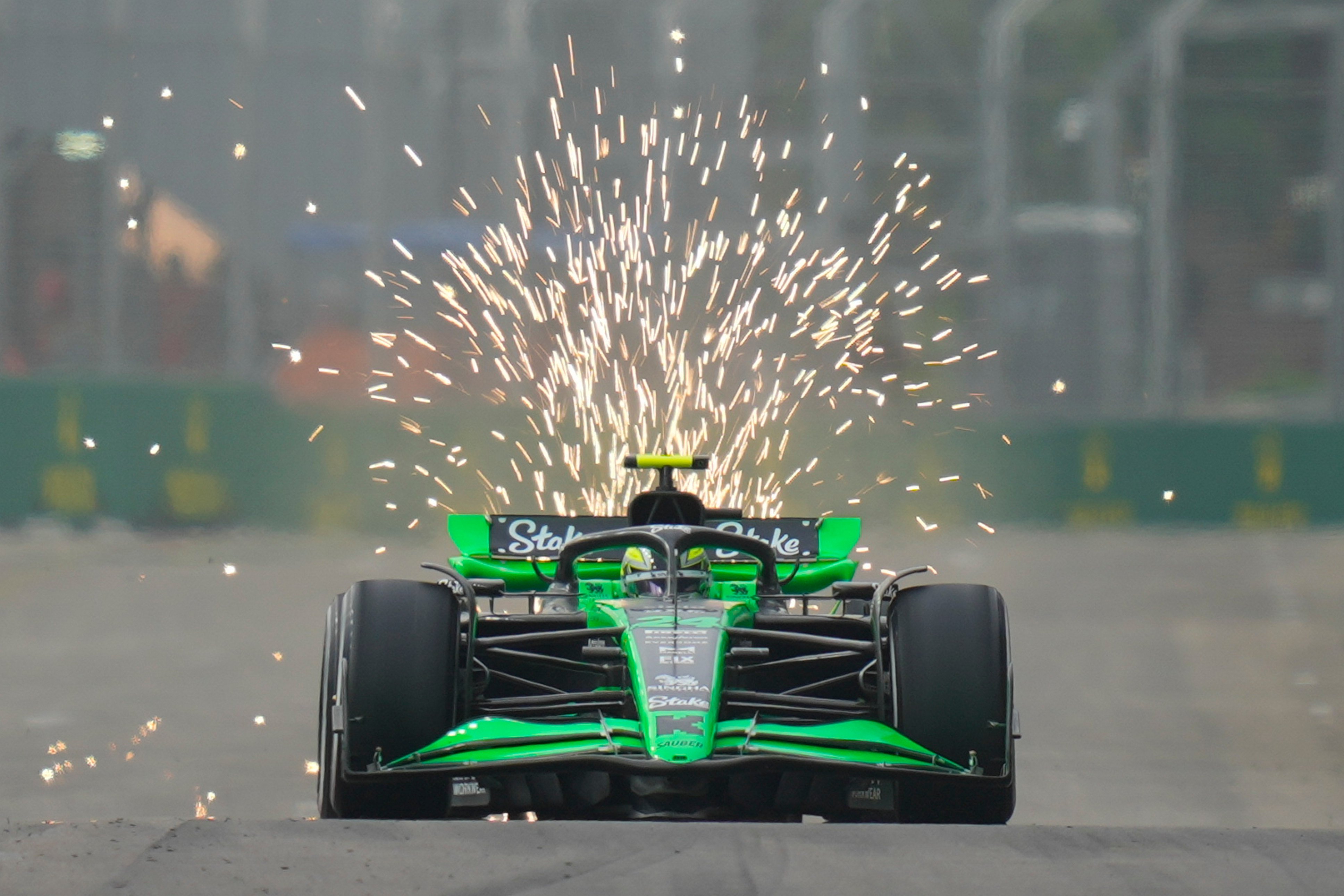 Kick Sauber driver Zhou Guanyu steers his car during the first practice session for the Singapore Grand Prix at the Marina Bay Street Circuit. Photo: AP