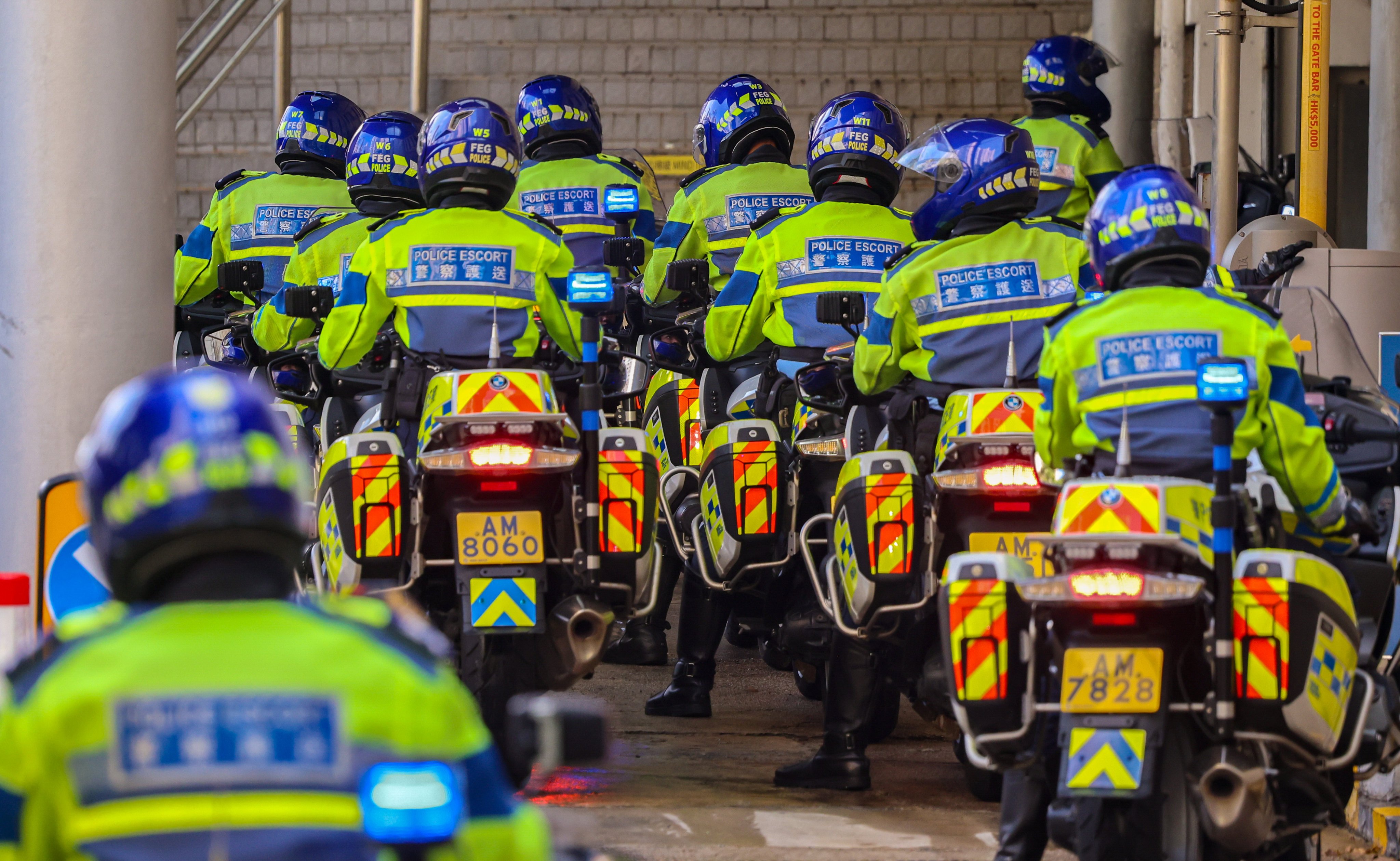 Elite Hong Kong motorcyclists from Police Force Escort Group. Photo: Jelly Tse