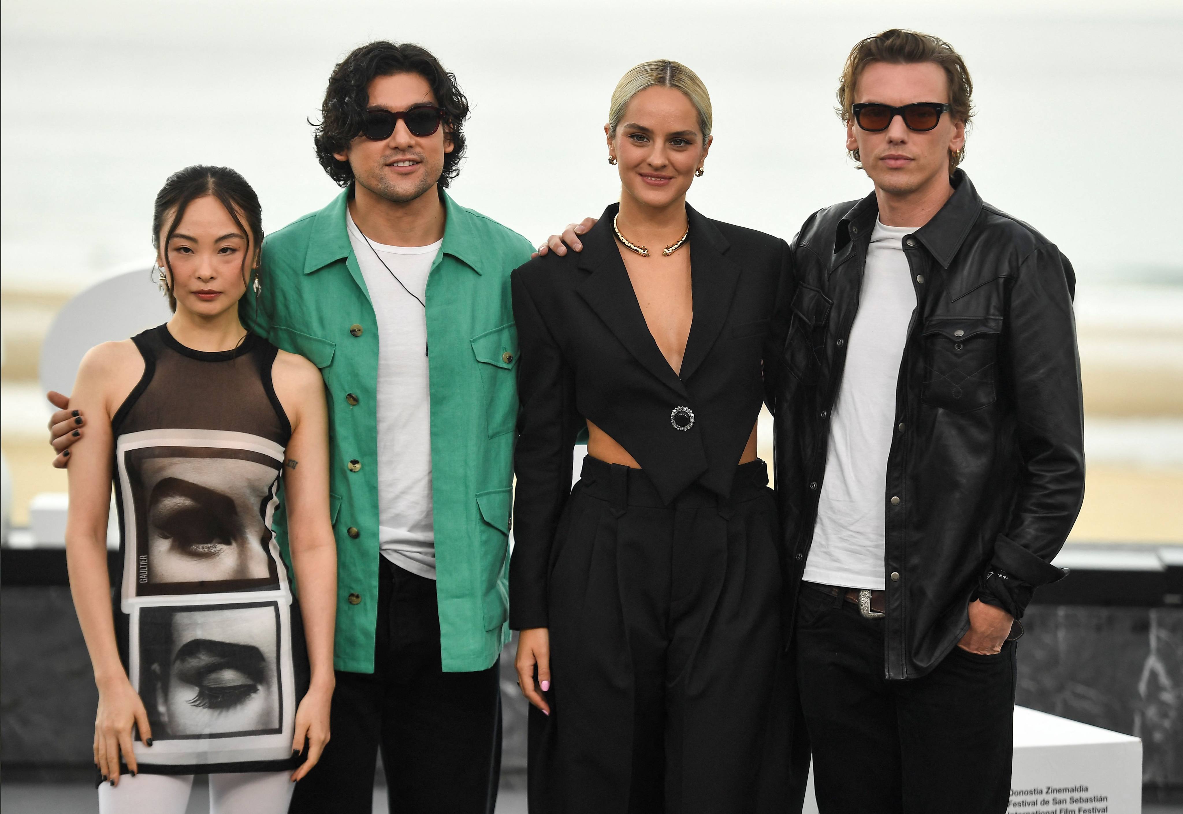 Chacha Huang, Will Sharpe, Noémie Merlant and Jamie Campbell at the 72nd San Sebastian International Film Festival. Photo: AFP