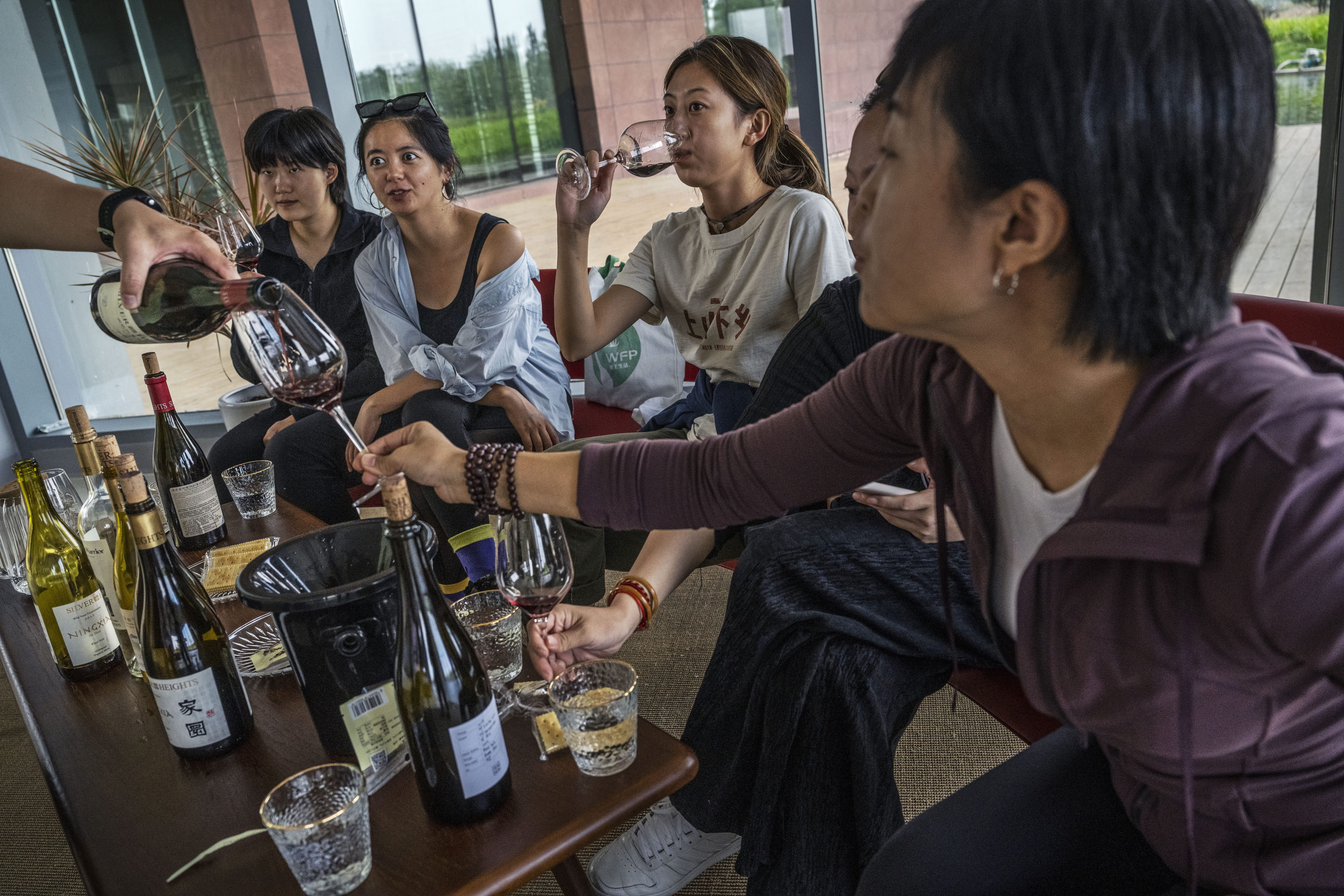 People taste wines at a winery in Ningxia, northwest China. Photo: Getty Images