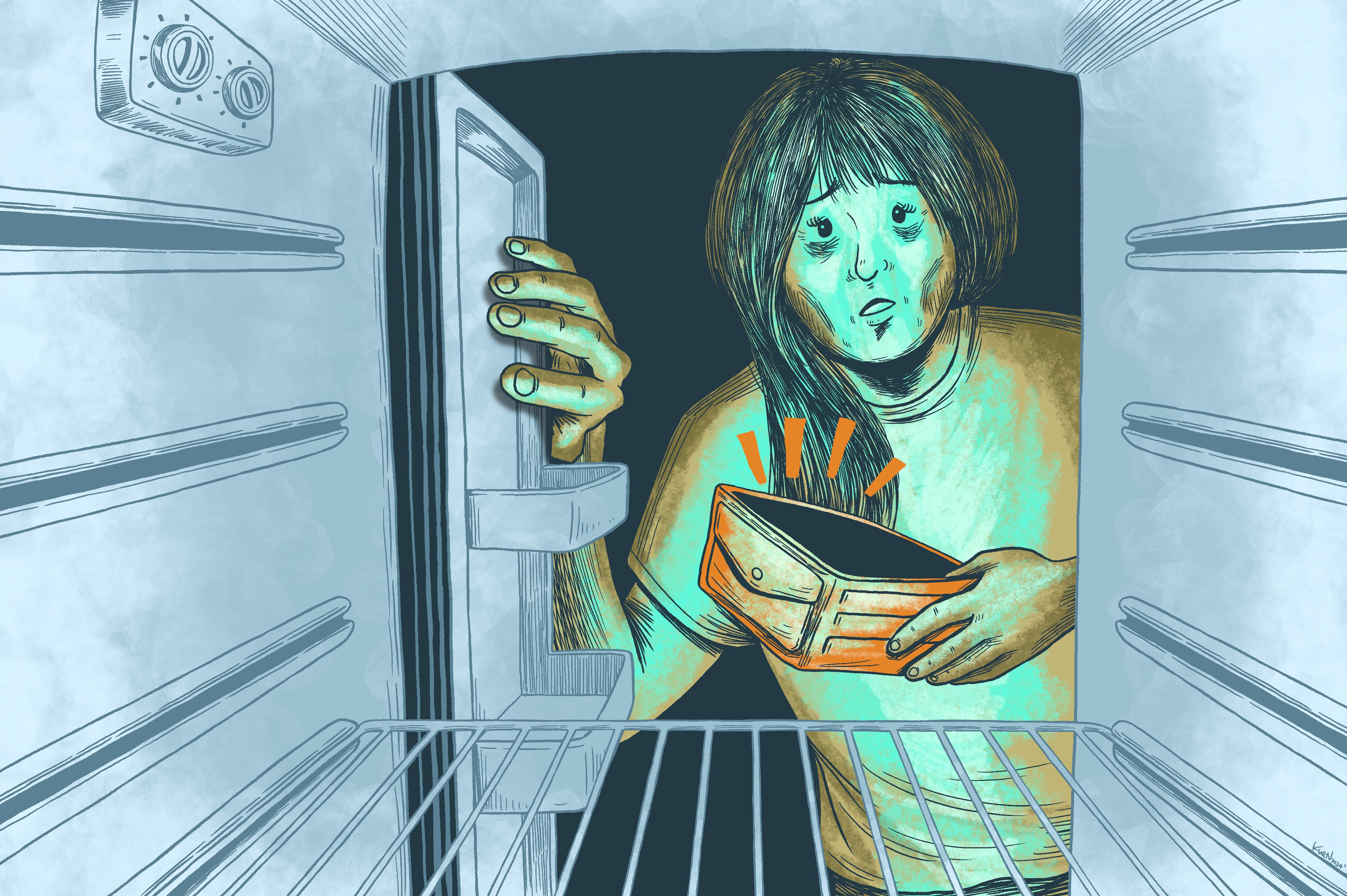 The rising cost of living means that many Hongkongers are skipping meals and going hungry. Illustration: Lau Ka-kuen