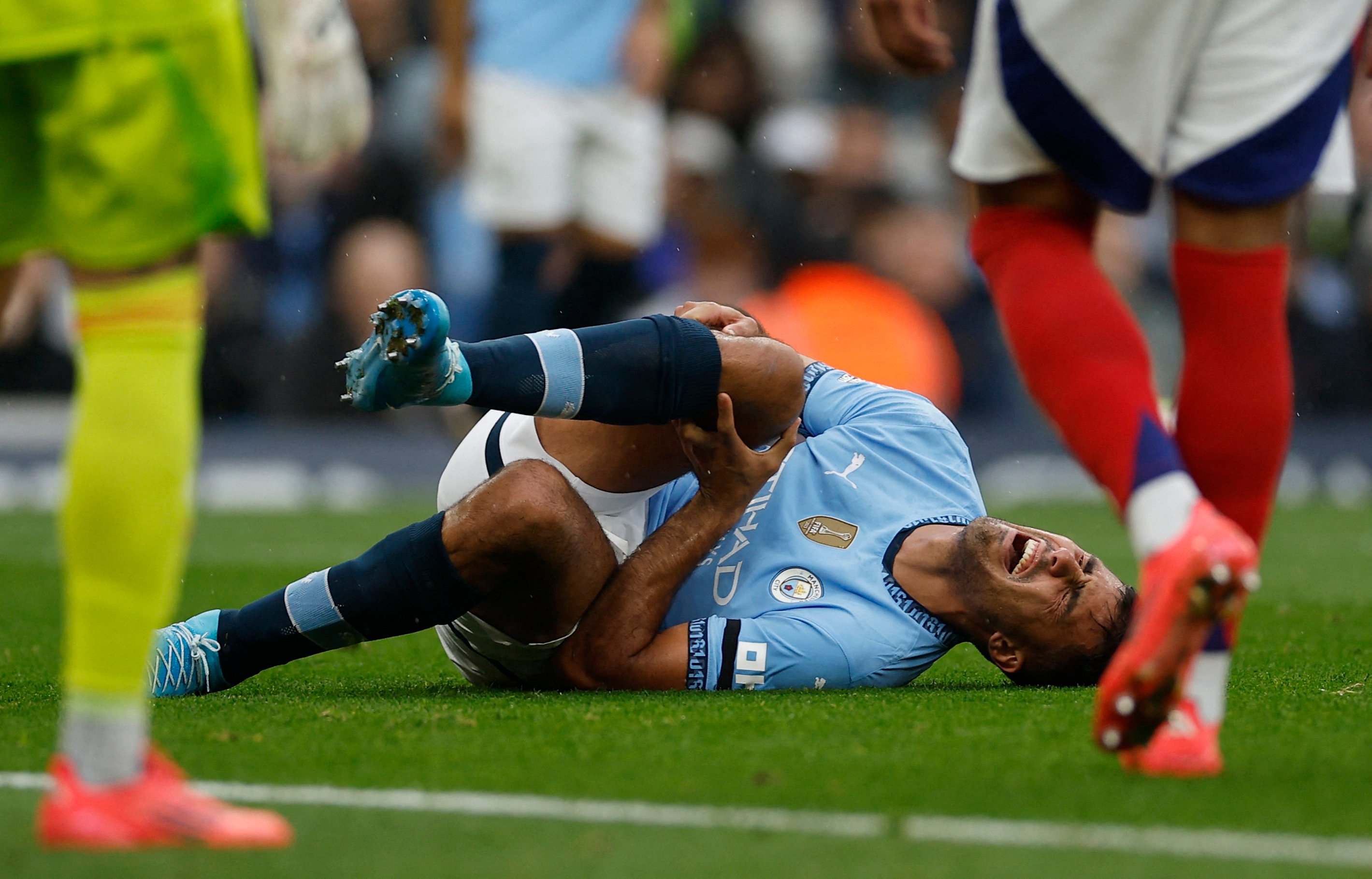 Manchester City’s Rodri reacts after being tackled during his side’s 2-2 draw with Arsenal. Photo: Reuters