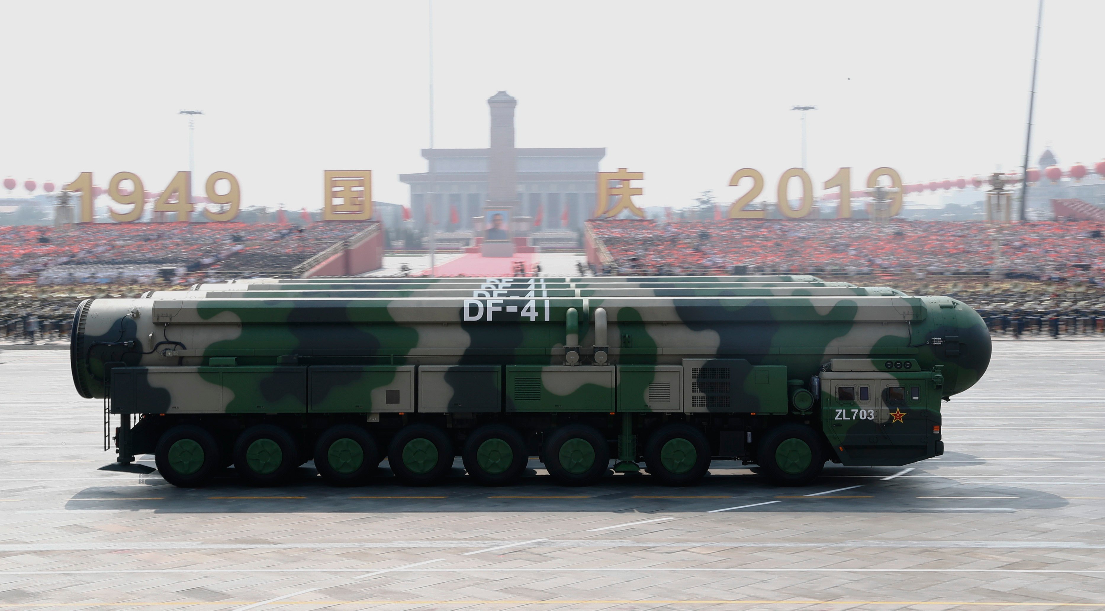 China’s Dongfeng-41 intercontinental strategic nuclear missiles during a military parade to celebrate the 70th anniversary of the founding of the People’s Republic of China in 2019. Photo: Xinhua