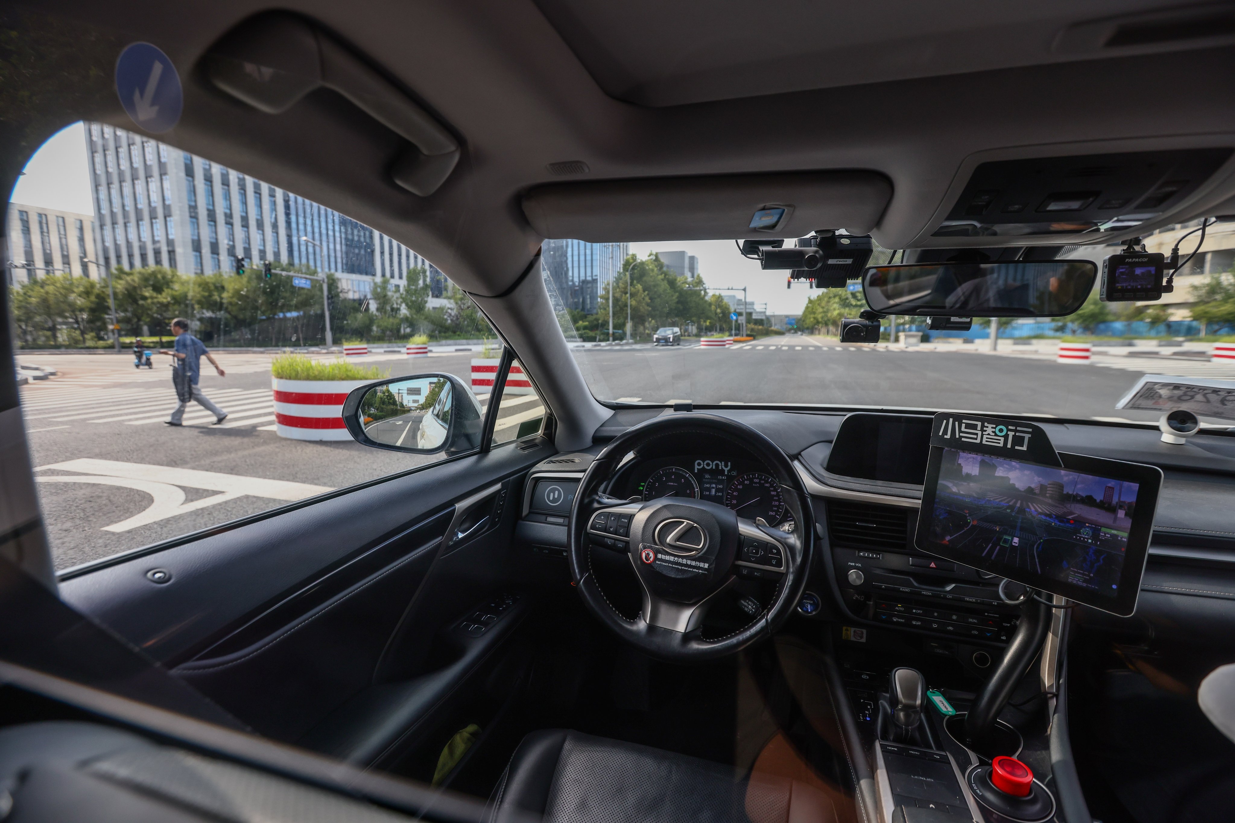 A self-driving taxi is seen operating in Daxing district in Beijing in August. Photo: EPA-EFE