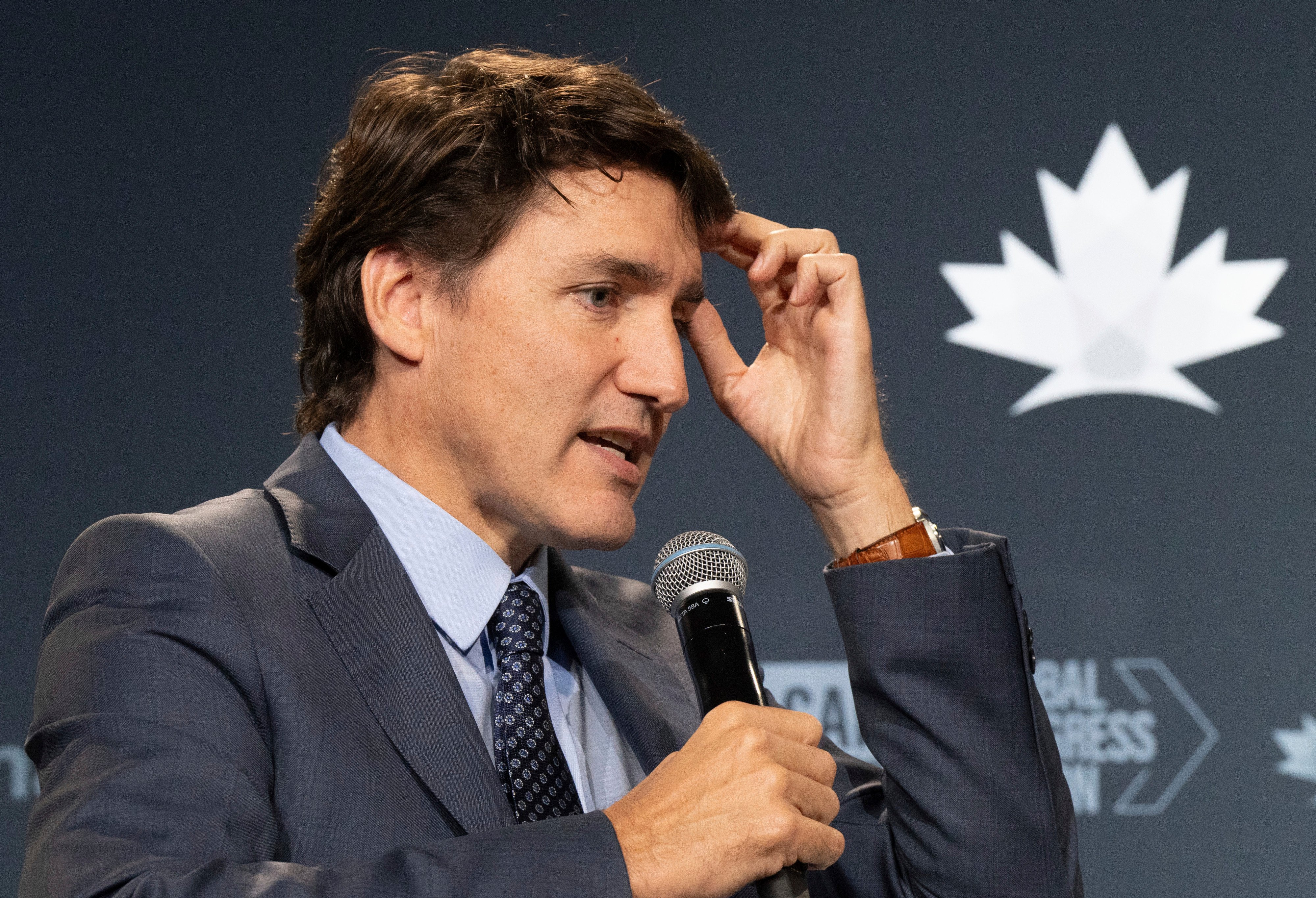 Canadian Prime Minister Justin Trudeau speaks at the Global Progress Action Summit in Montreal on Saturday. Photo: Canadian Press via AP