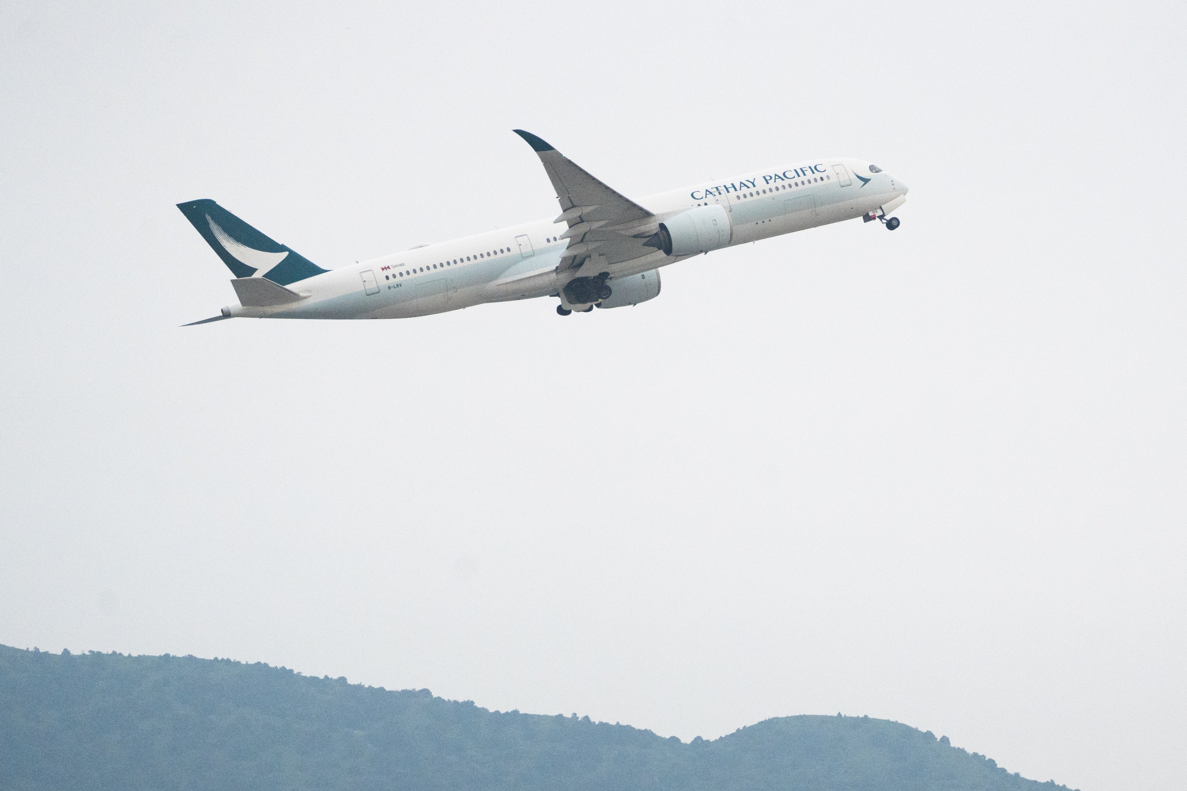 A Cathay Pacific Airways jetliner takes off from Hong Kong International Airport. Photo: EPA-EFE