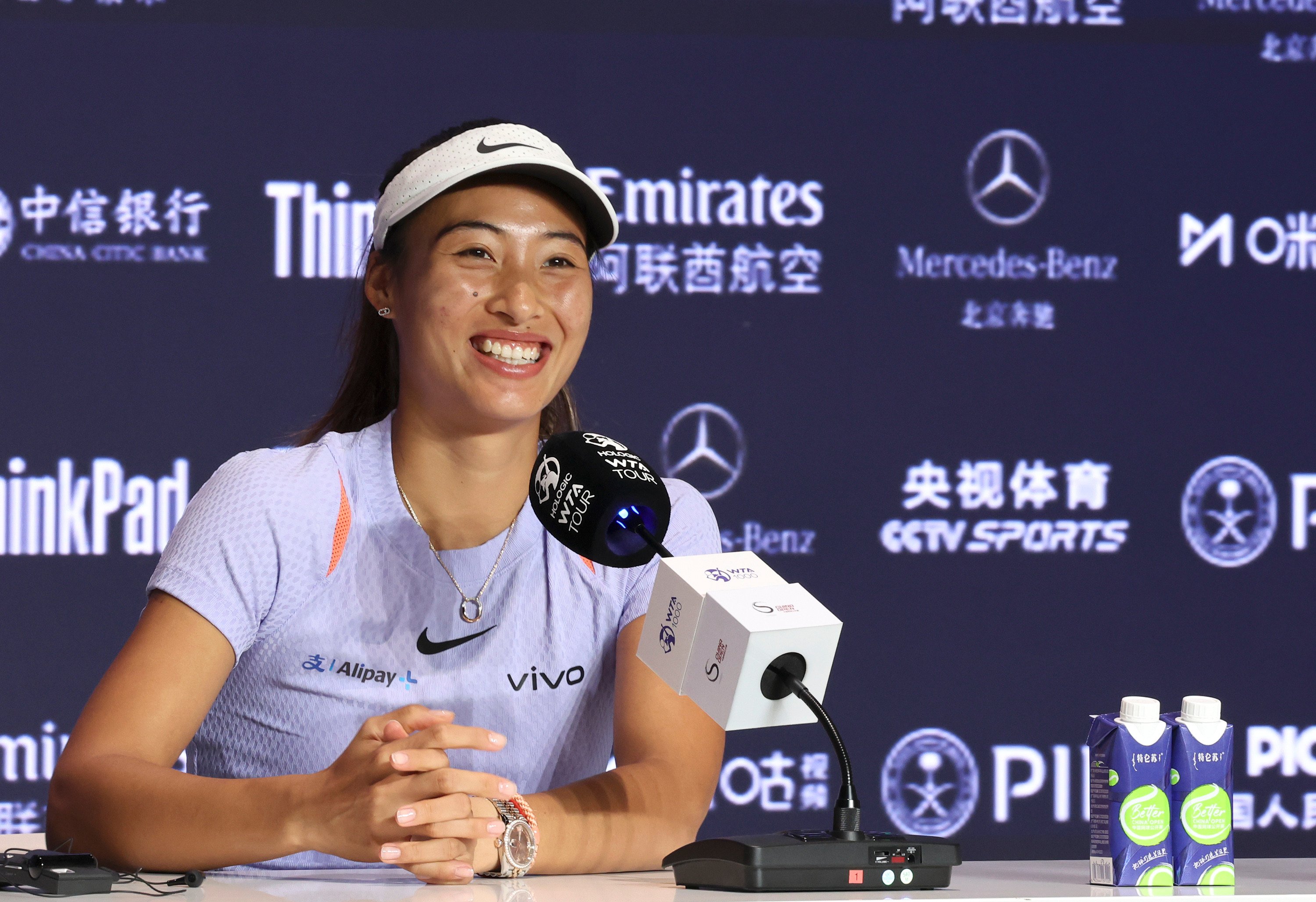 Zheng Qinwen says she is looking forward to playing in front of crowds where “95 per cent” of the supporters will be behind her. Photo: Xinhua