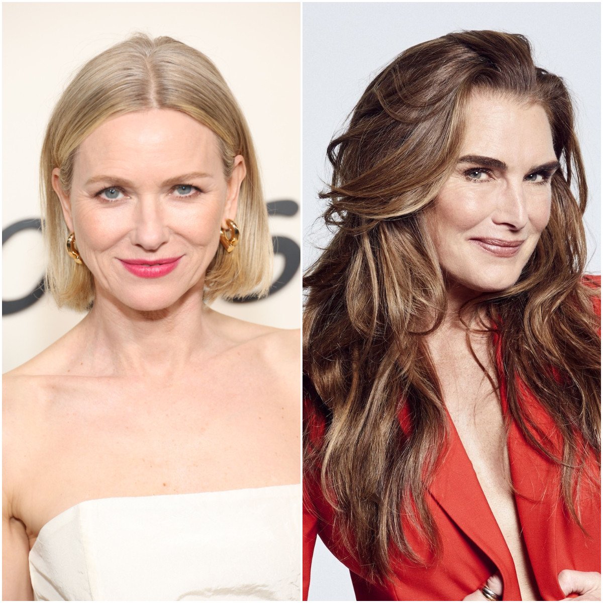 Naomi Watts and Brooke Shields are two celebrities pioneering skin and haircare brands for women over 40. Photos: Getty, Handout