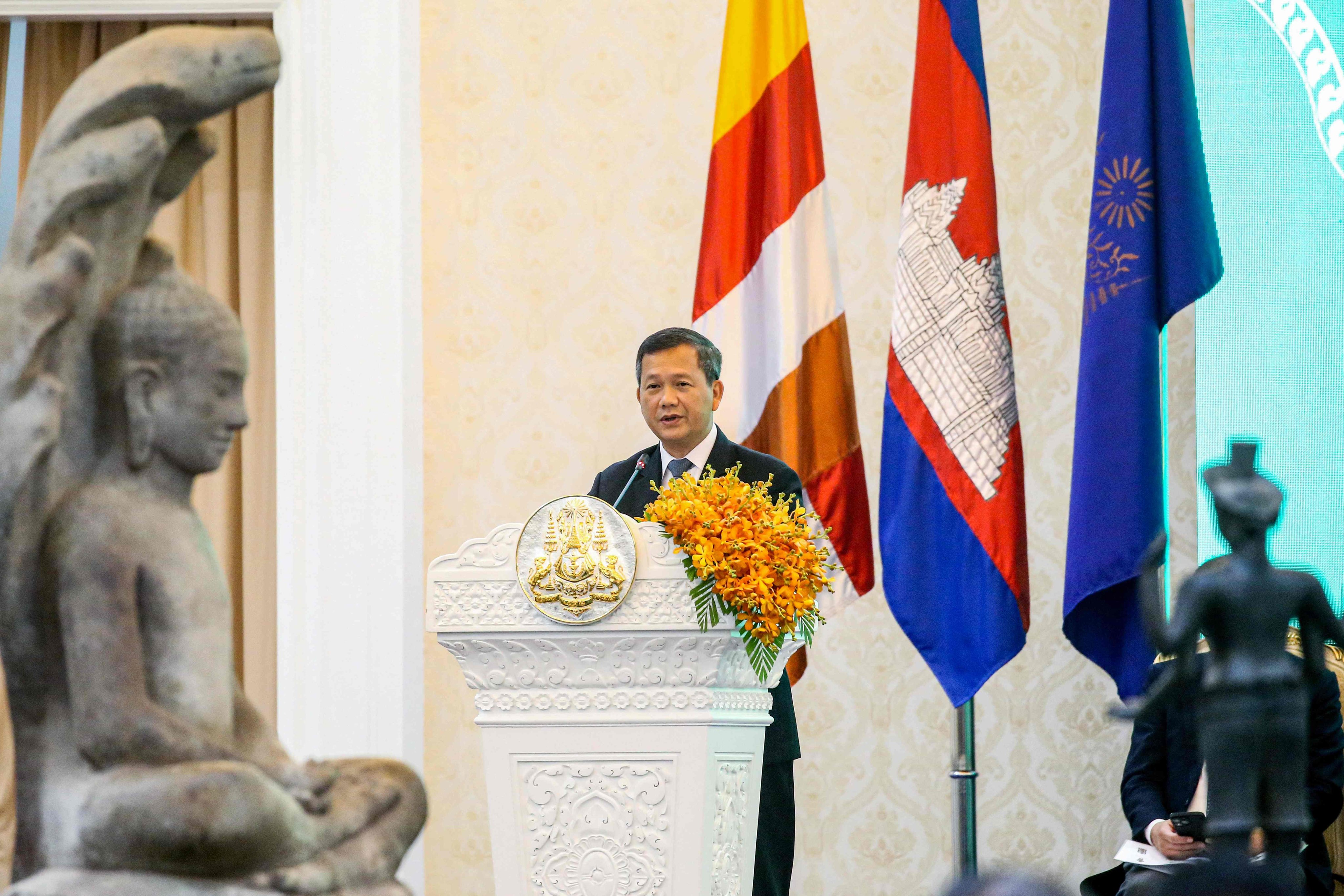 Prime Minister Hun Manet said the decision to quit a regional pact was made to “maintain peace and solidarity” in Cambodia. Photo: AFP
