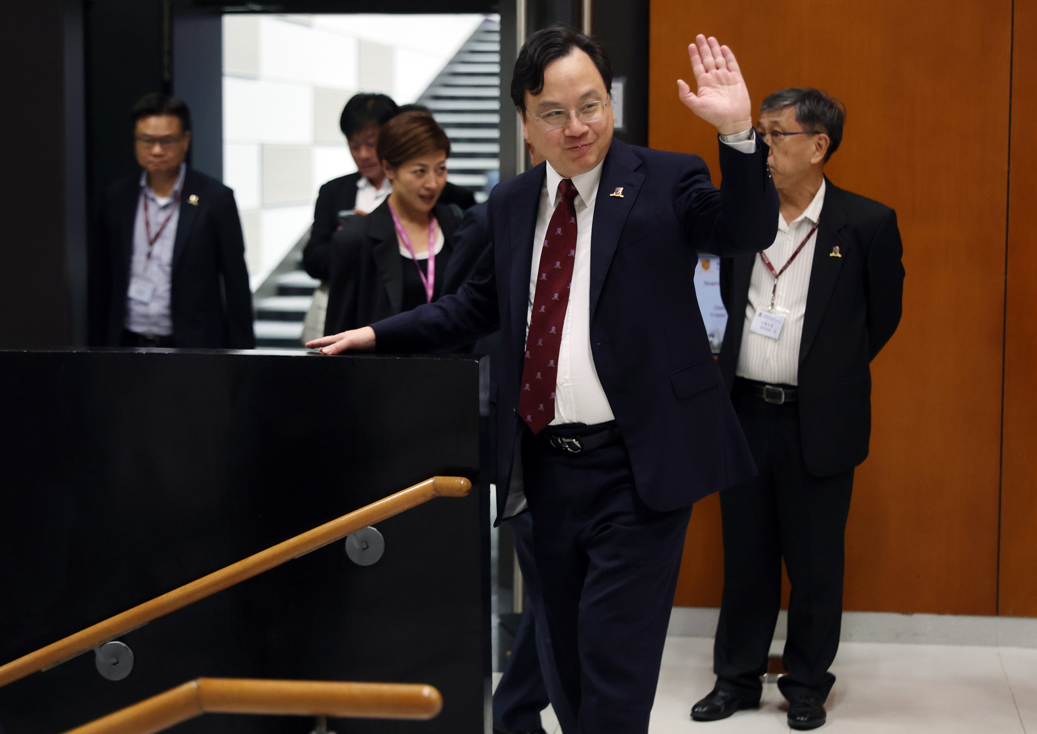 Professor Dennis Lo (second from right) held three sessions with CUHK students, staff and alumni. Photo: Edmond So