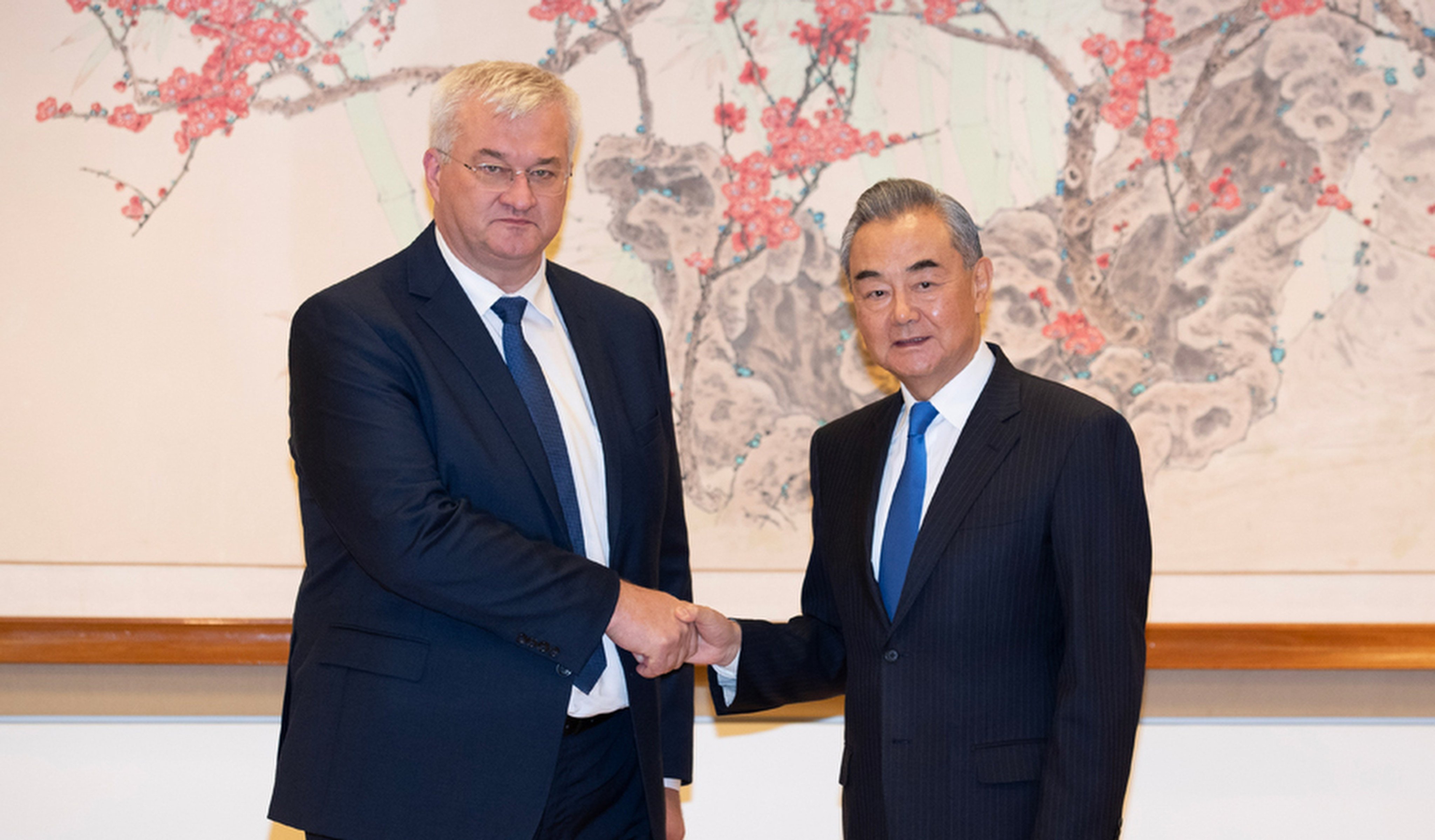 Ukrainian Foreign Minister Andrii Sybiha (left) and his Chinese counterpart Wang Yi have signalled the possibility of “highest-level” talks. Photo: Handout 