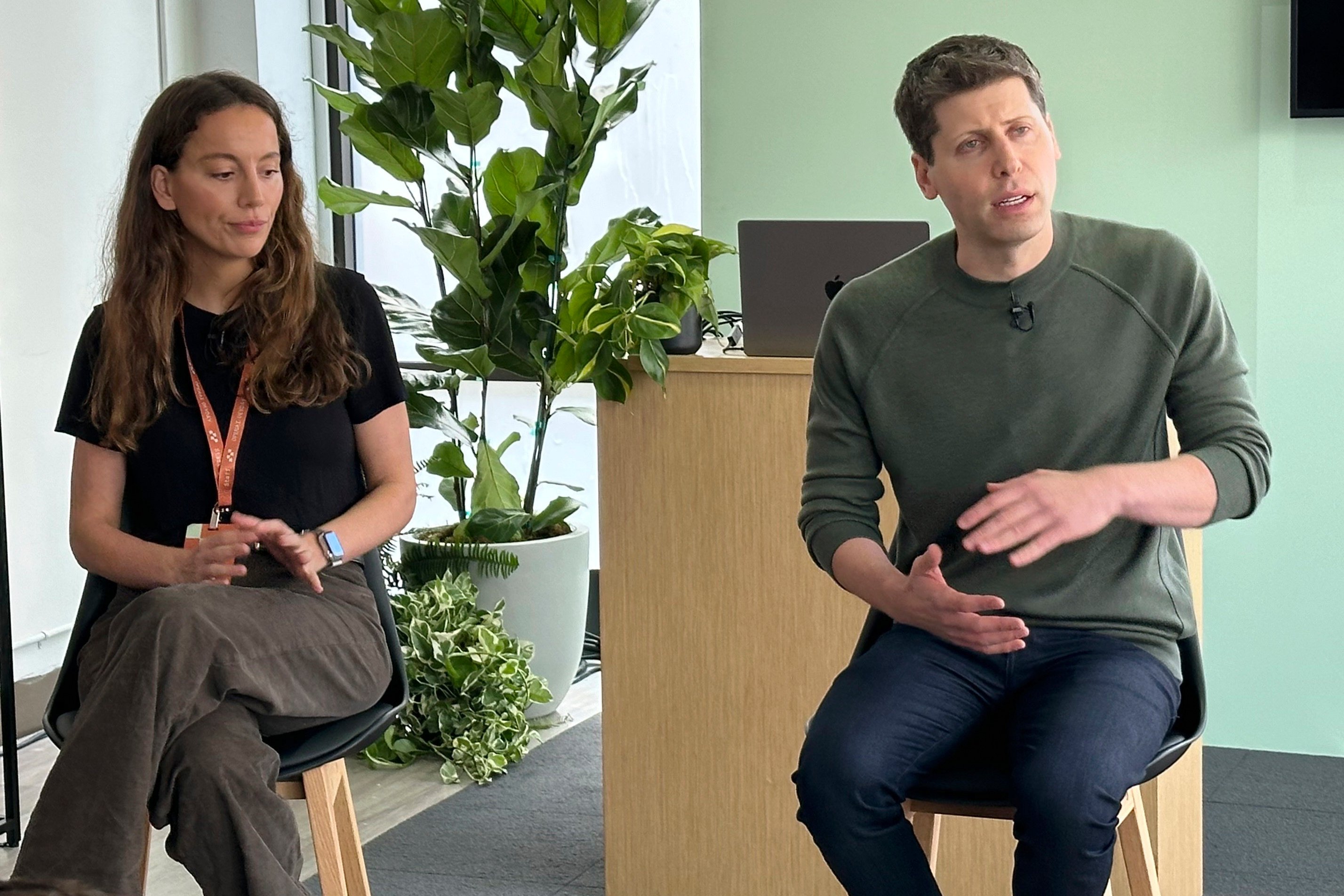 Sam Altman, right, CEO of OpenAI, and Mira Murati, chief technology officer. Murati announced on Wednesday she is leaving the company. Photo: AP Photo