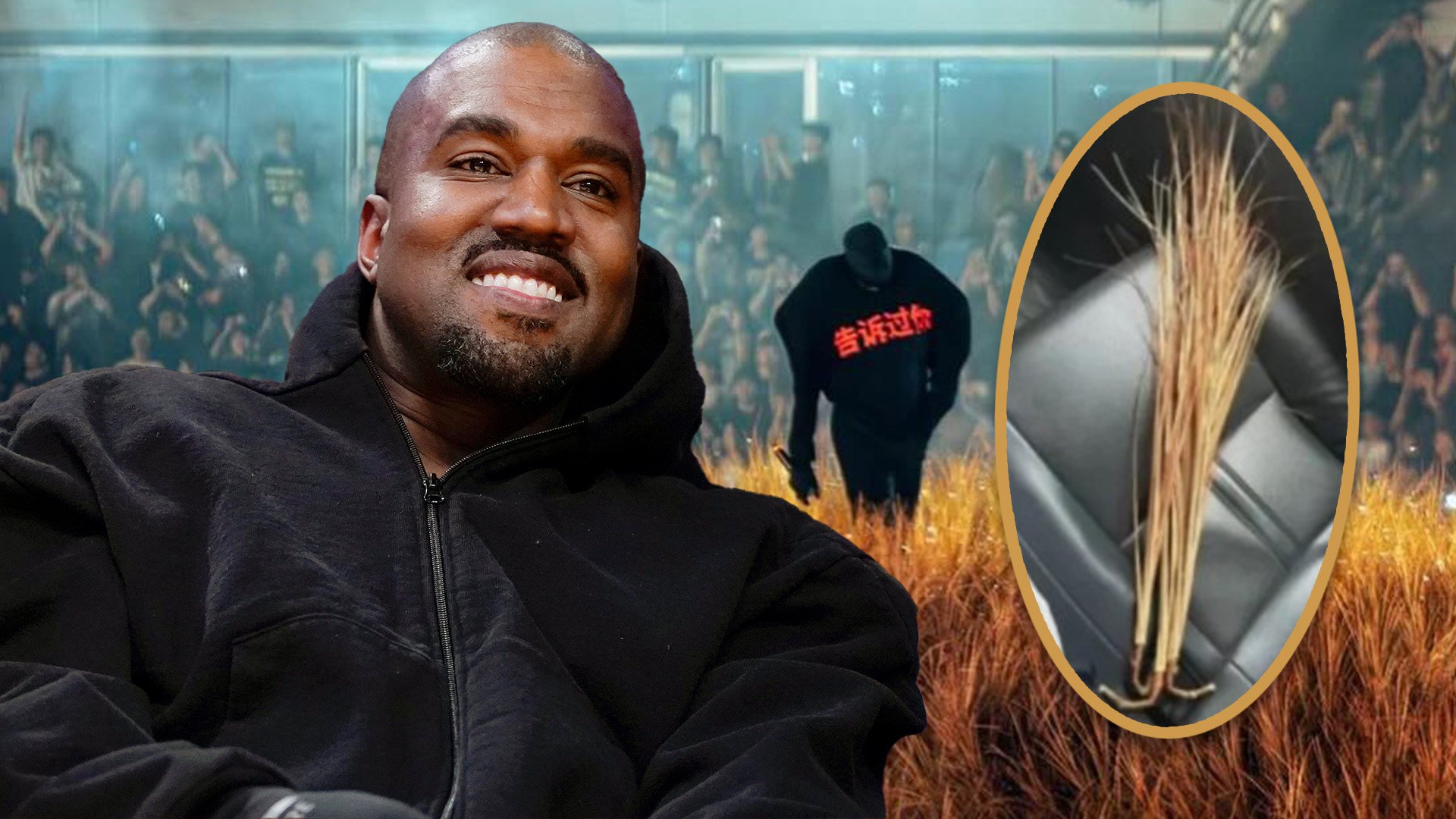 Wheatgrass stepped on by US rapper Kayne West at his recent concerts in China is selling online for US$43 a bundle. Photo: SCMP composite/Taobao/AP/threads.net