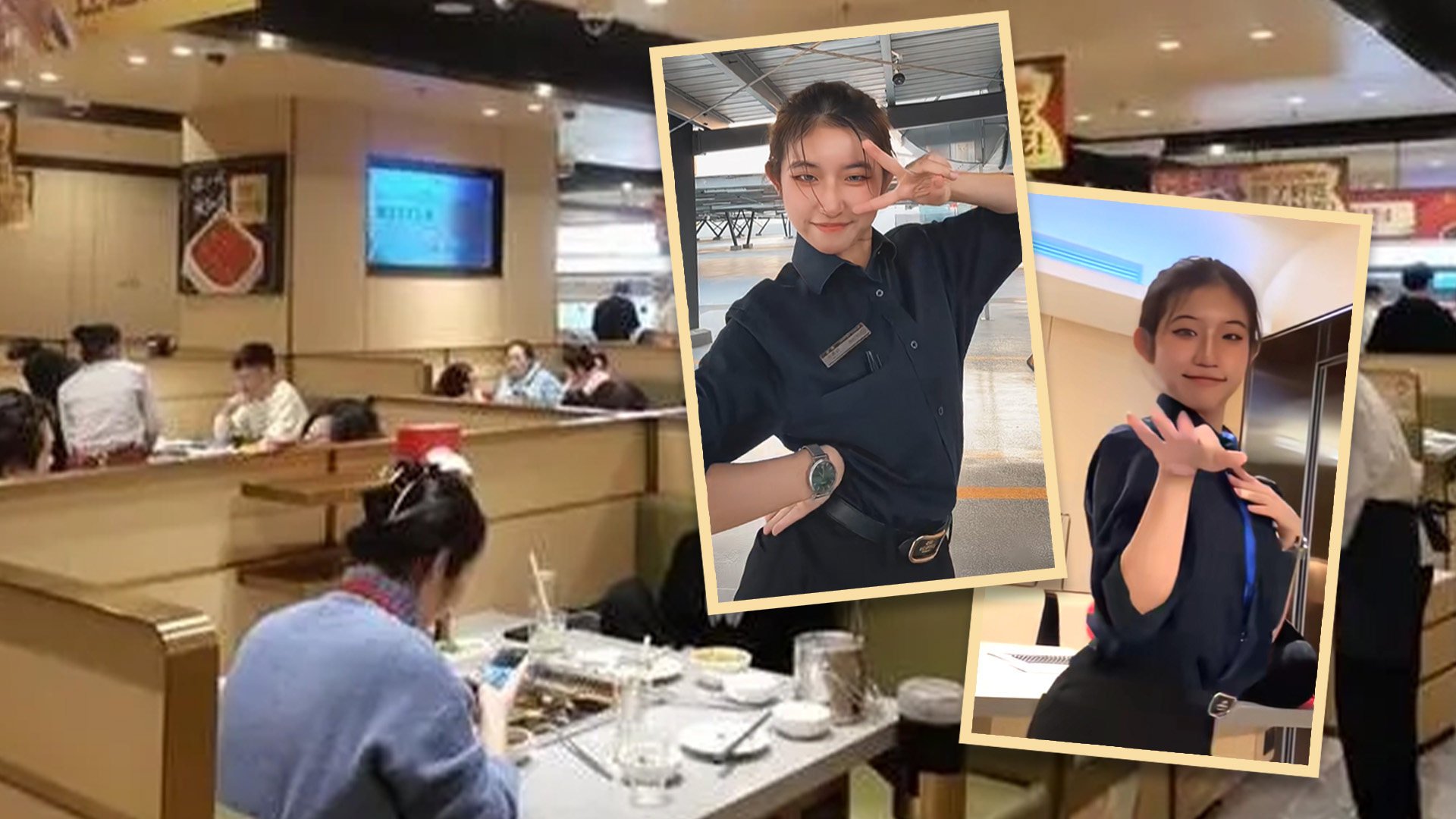 A waitress at a popular hotpot restaurant chain in Malaysia gains local celebrity status after a viral dance. Photo: SCMP composite/Baidu/Xiaohongshu