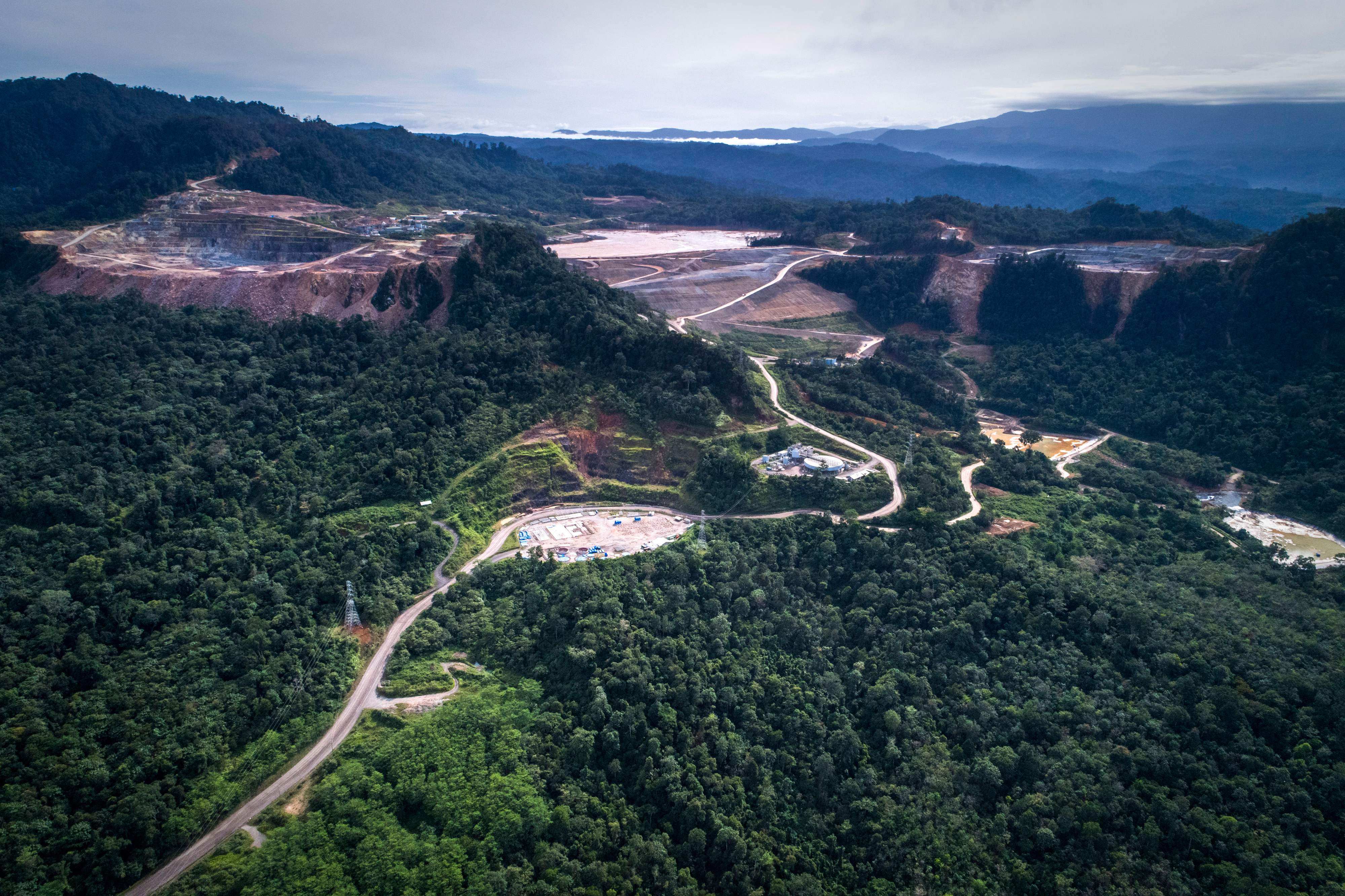 An aerial view of a gold mine in the Batang Toru rainforest on Sumatra. File photo: Sumatran Orangutan Conservation Programme via AFP