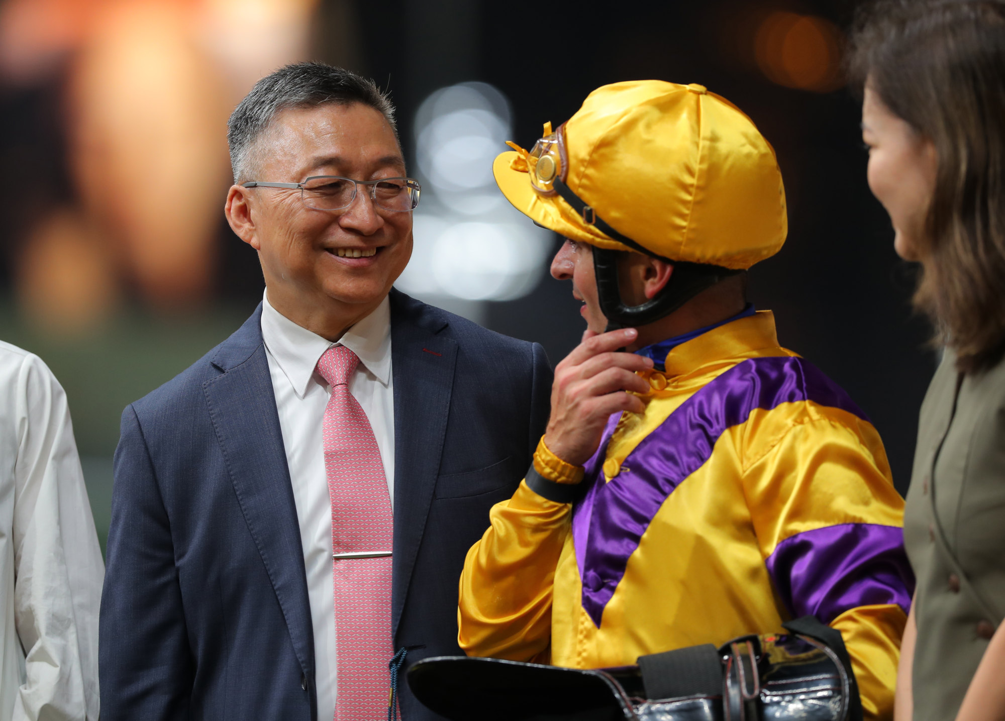 Francis Lui and Andrea Atzeni celebrate a Happy Valley success earlier this season.