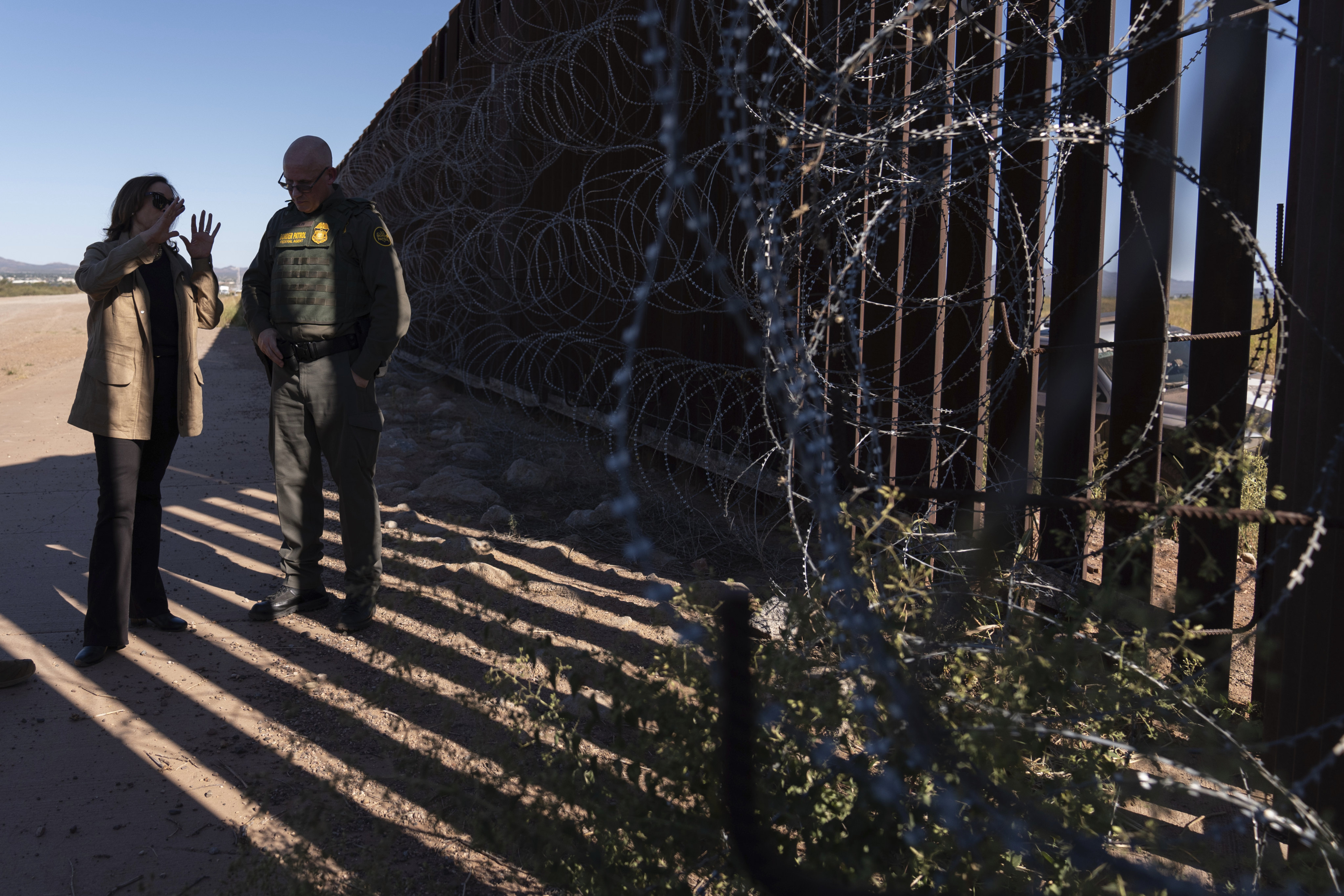 Vice-President Kamala Harris visits the US border with Mexico in Douglas, Arizona, on September 27. Photo: AP