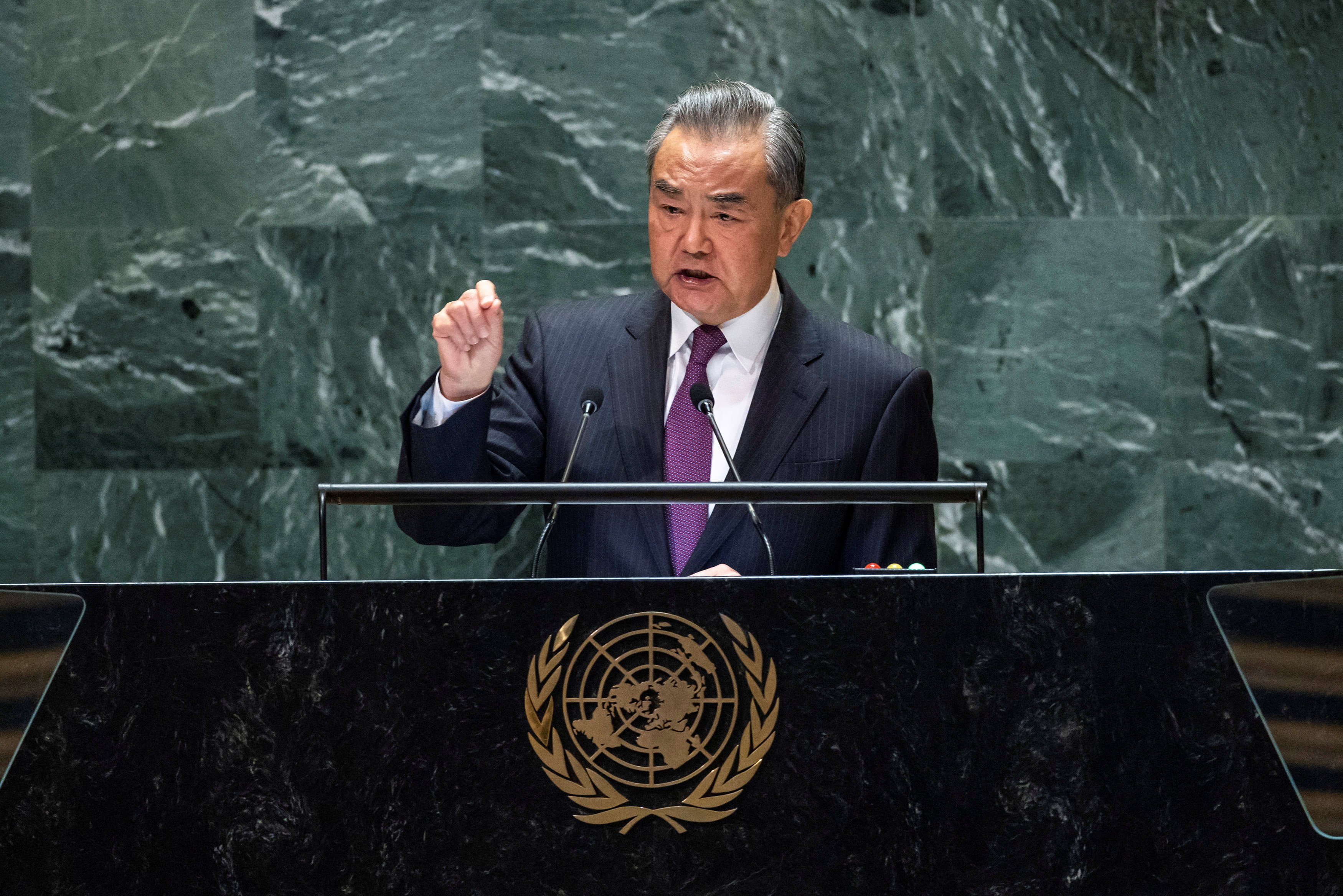 China’s Foreign Minister Wang Yi addresses the 79th United Nations General Assembly at UN headquarters in New York, on Saturday. Photo: Reuters