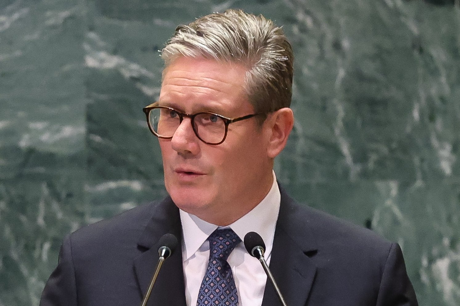 British Prime Minister Keir Starmer speaks during the UN General Assembly in New York on Thursday. Photo: EPA-EFE