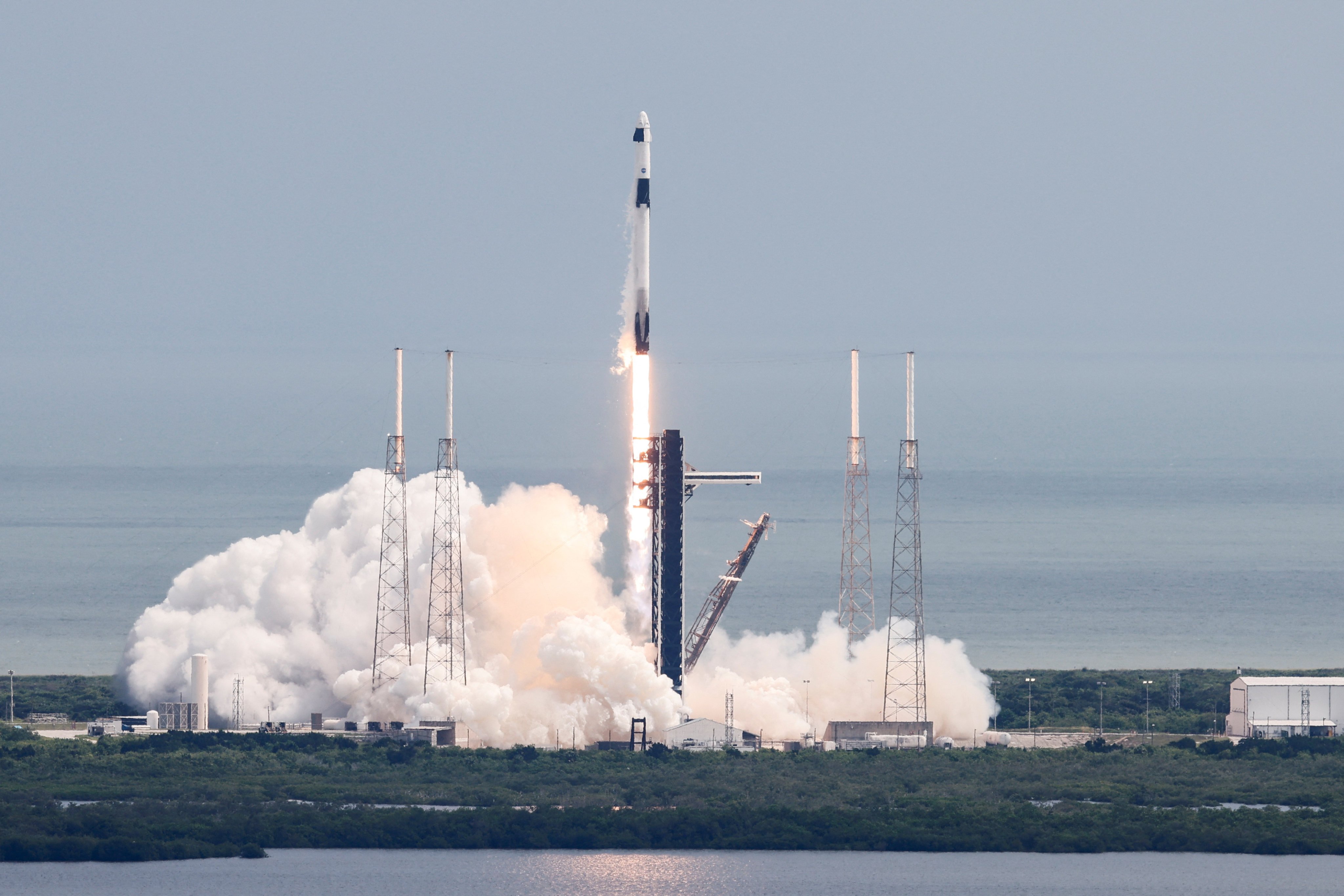 A SpaceX Falcon 9 rocket lifts off carrying Nasa’s SpaceX Crew-9, Nick Hague and Roscosmos cosmonaut Alexander Gorbunov to the International Space Station from the Cape Canaveral Space Force Station in Florida on Saturday. Photo: Reuters