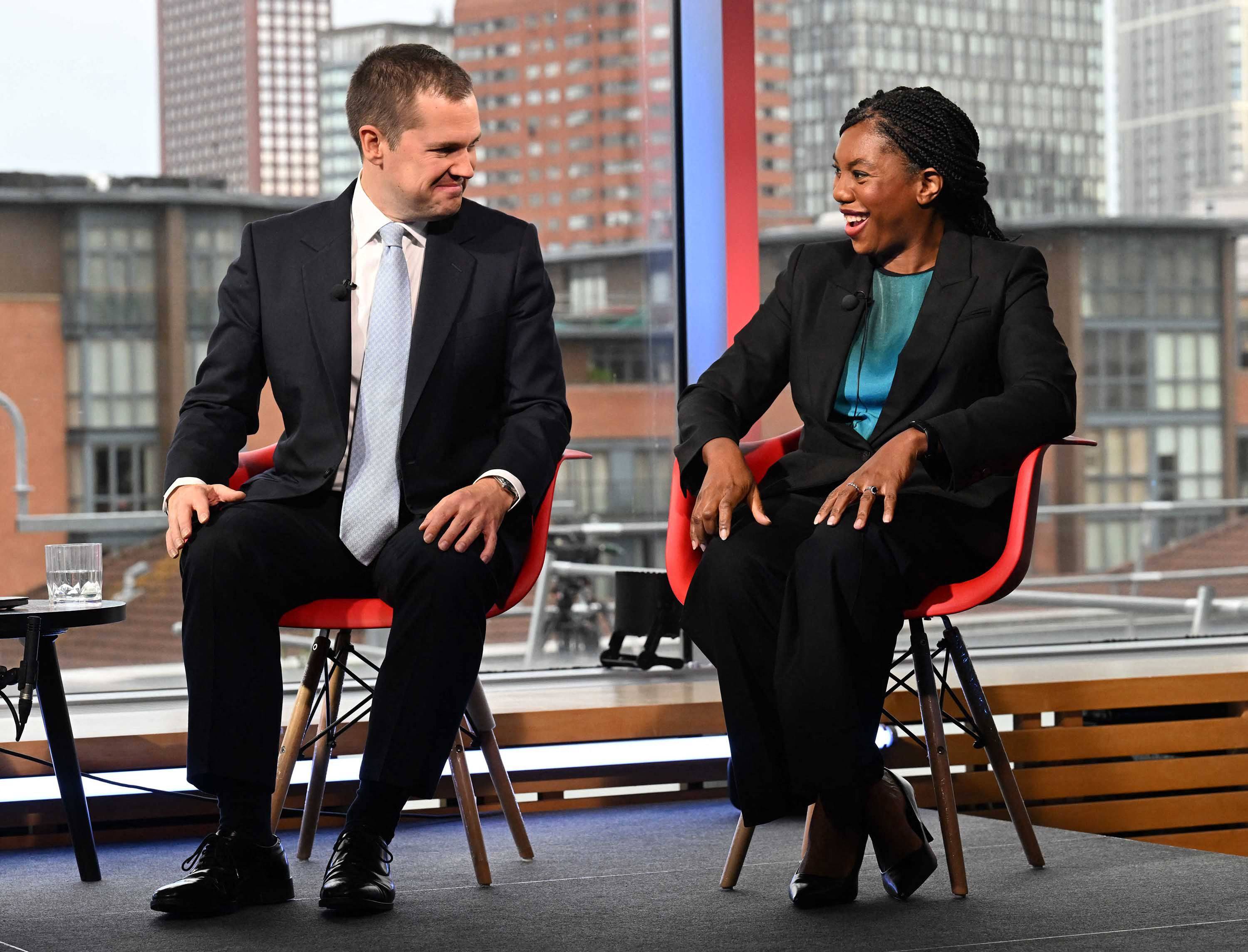 Two of Britain’s main opposition Conservative Party leadership candidates, Robert Jenrick (L) and Kemi Badenoch (R), Photo: AFP