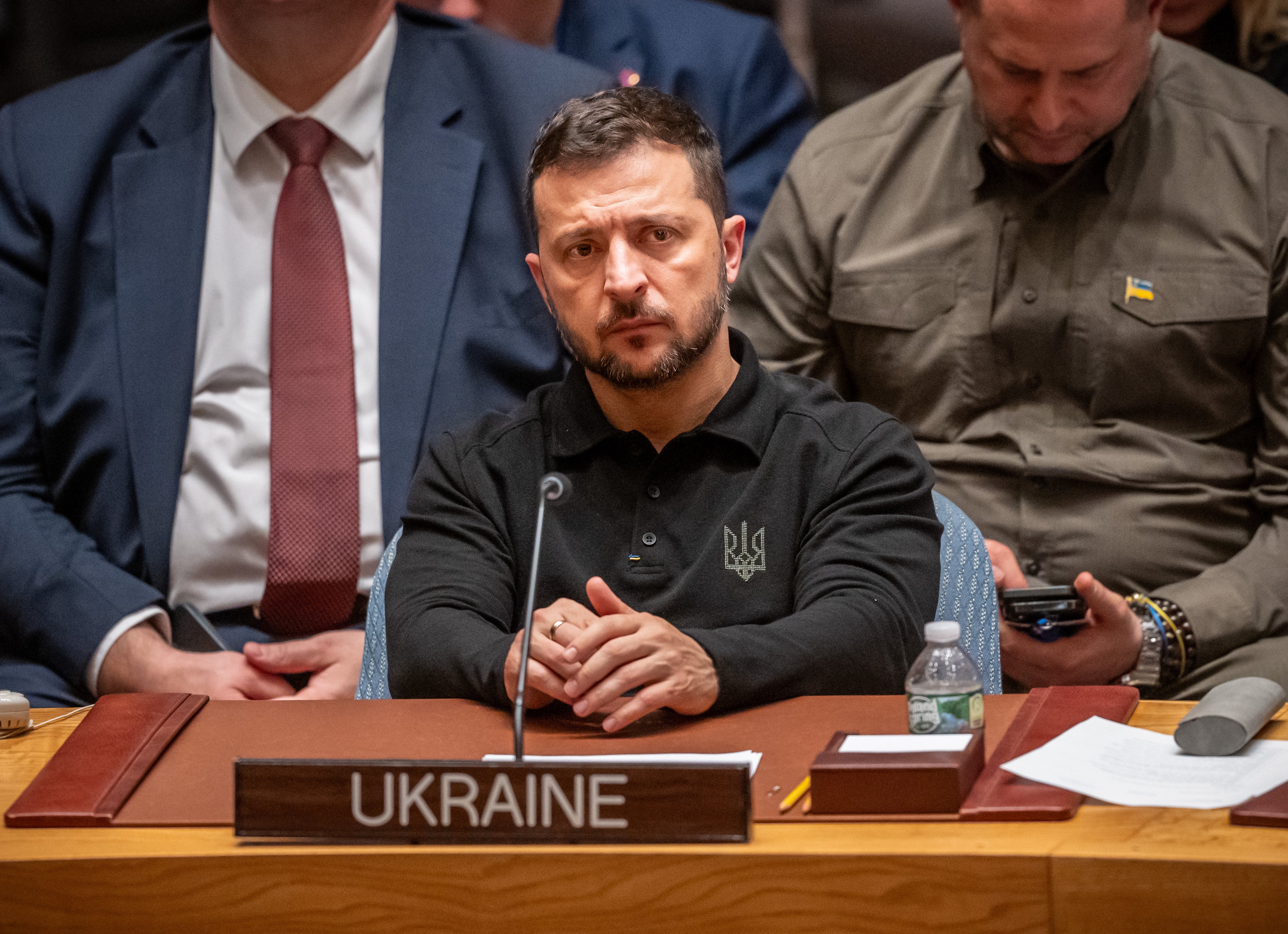 Ukraine’s President Volodymyr Zelensky at the UN Security Council meeting on Tuesday last week. Photo: dpa