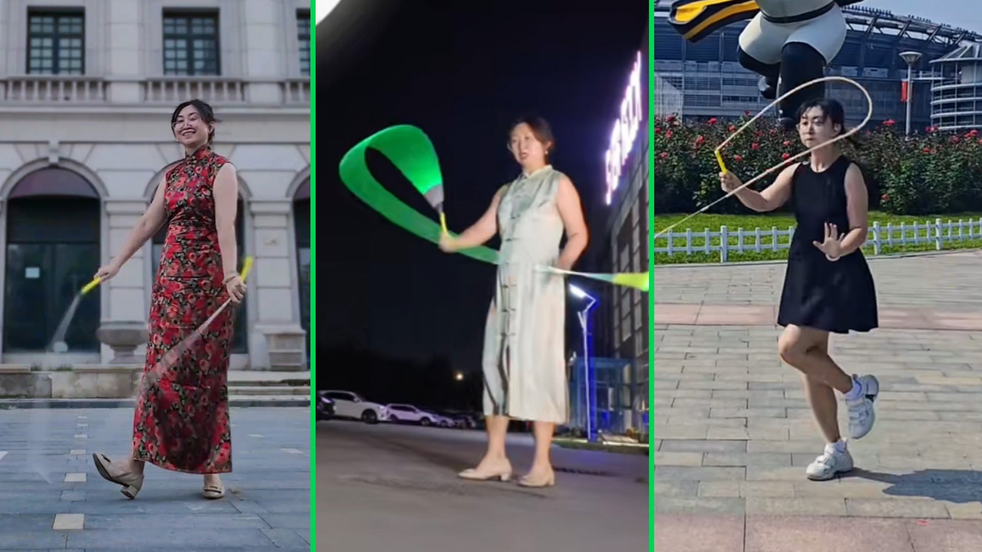 The mother from Tianjin has shown remarkable dedication by honing her skipping skills for three years. 
Photo: SCMP composite/Douyin