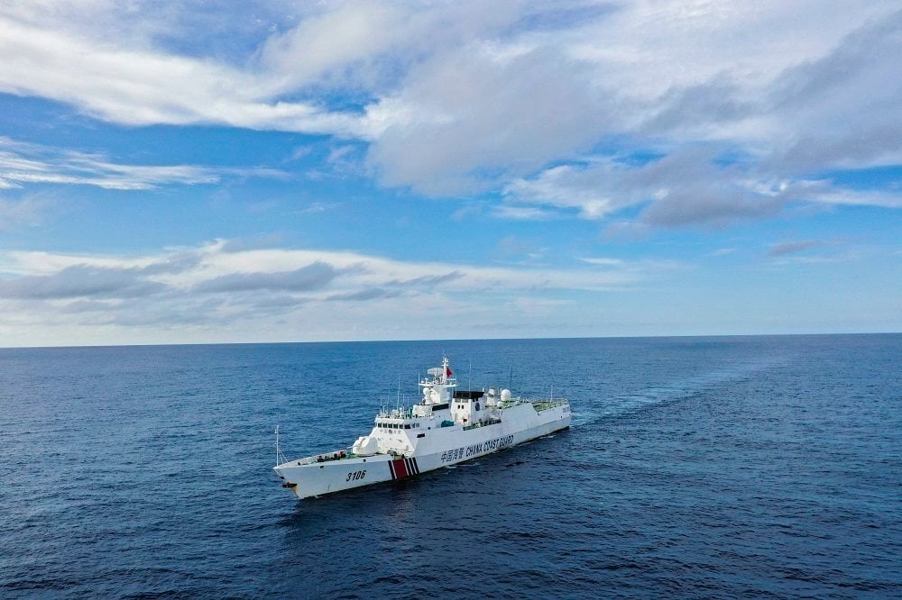 A Chinese coastguard vessel patrols near Scarborough Shoal on September 19. Photo: Xinhua