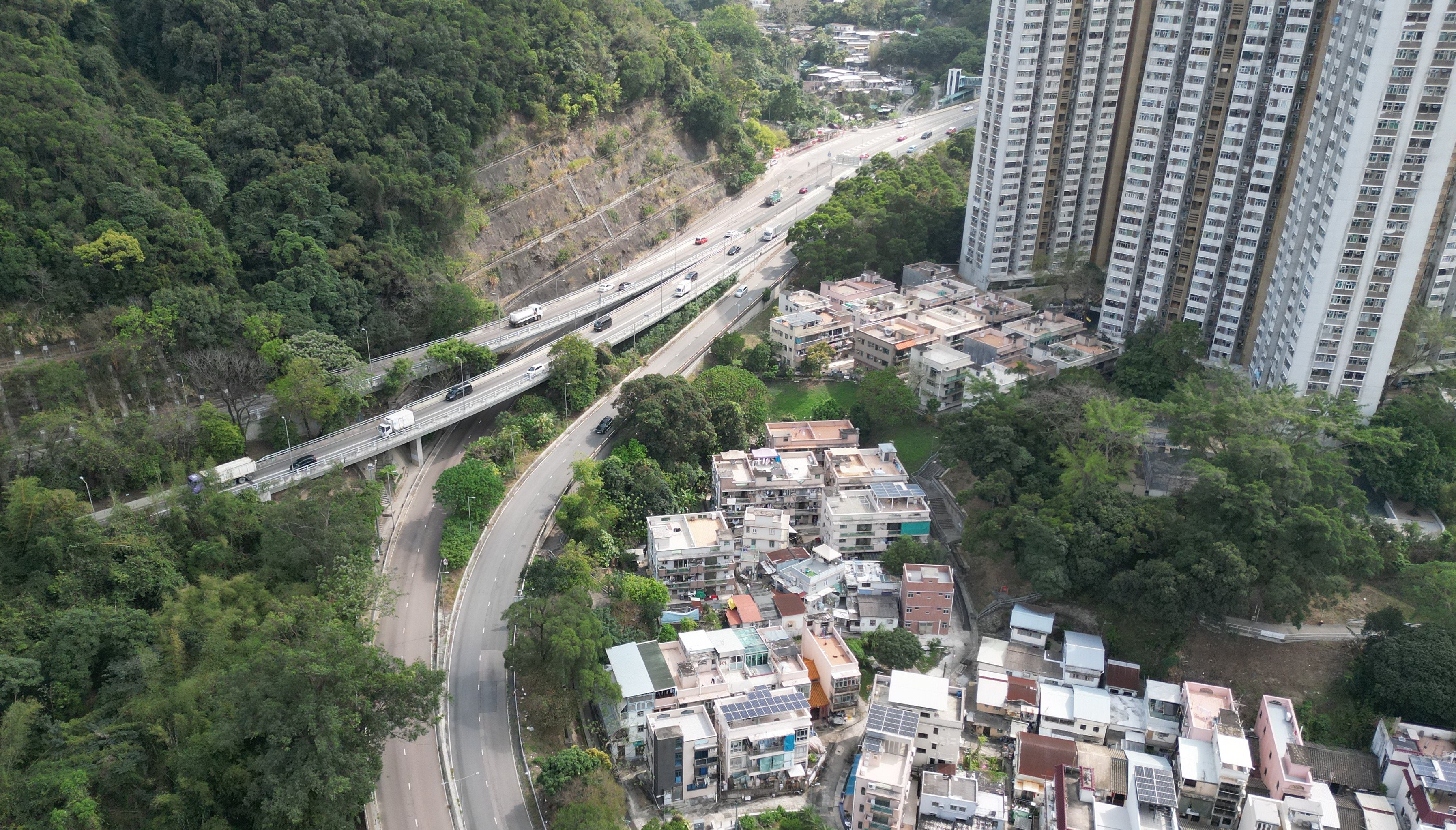 The connection points linking Shing Mun Tunnel Road/Tsing Sha Highway to the T4 highway are seen in this file photograph. Photo: Martin chan