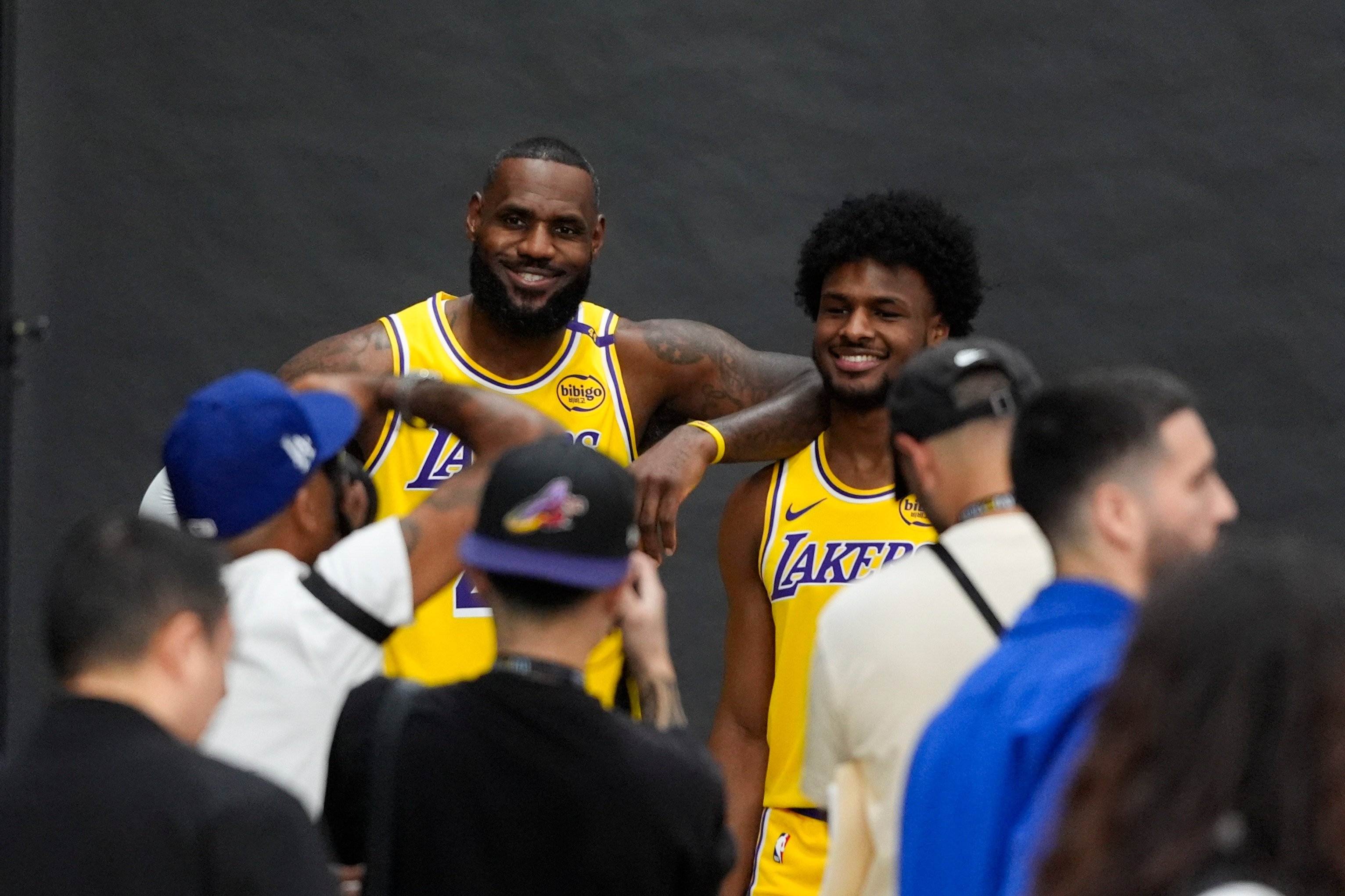 LeBron James (left) is excited to get the 2024/24 season underway and play alongside son Bronny for the LA Lakers. Photo: AP