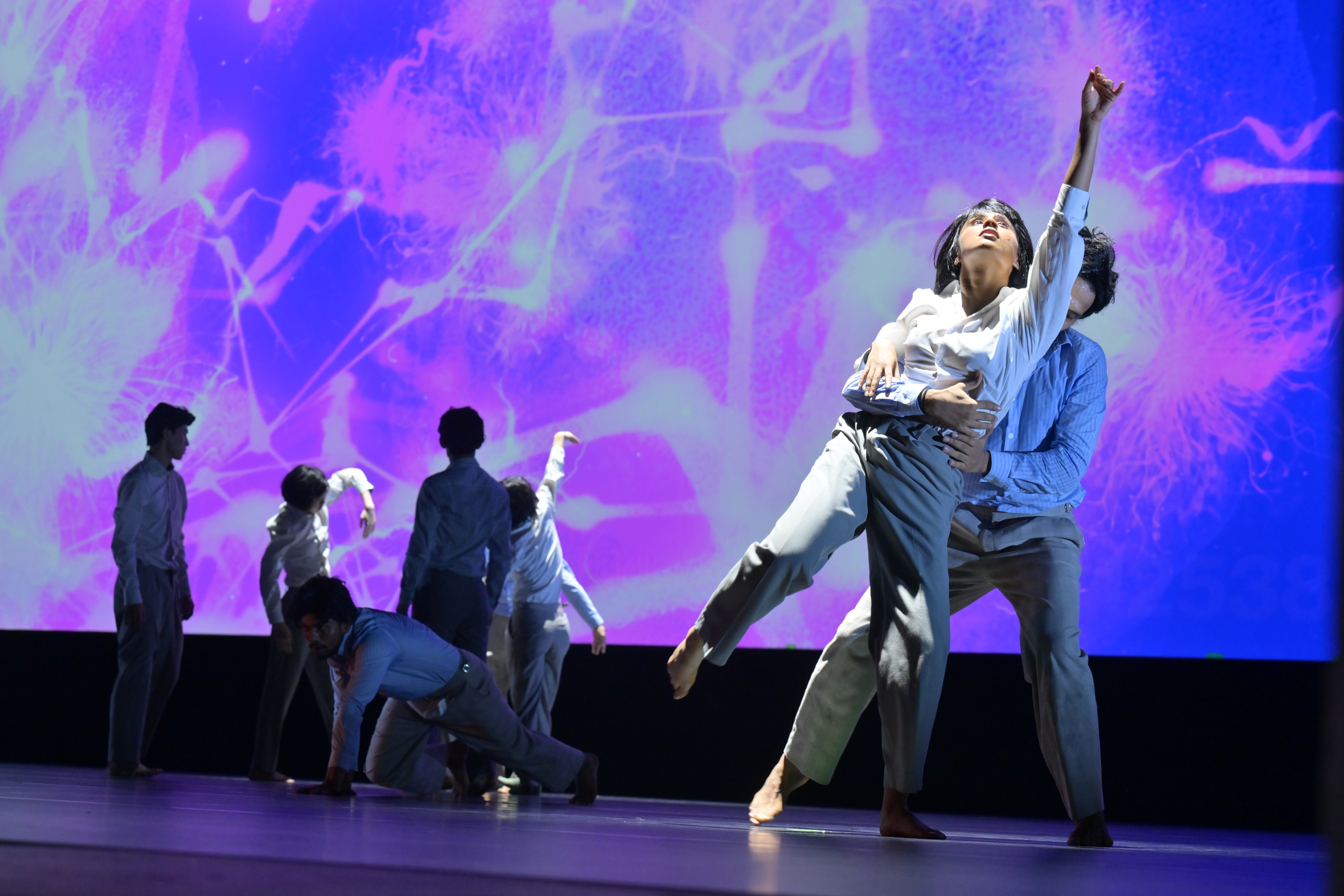 Dancers perform The Accountants, directed by Keith Khan and featuring Shanghai’s Xiexin Dance Theatre and Mumbai’s Terence Lewis Contemporary Dance Company, at the Hong Kong Cultural Centre on September 27, 2024. Photo: LCSD